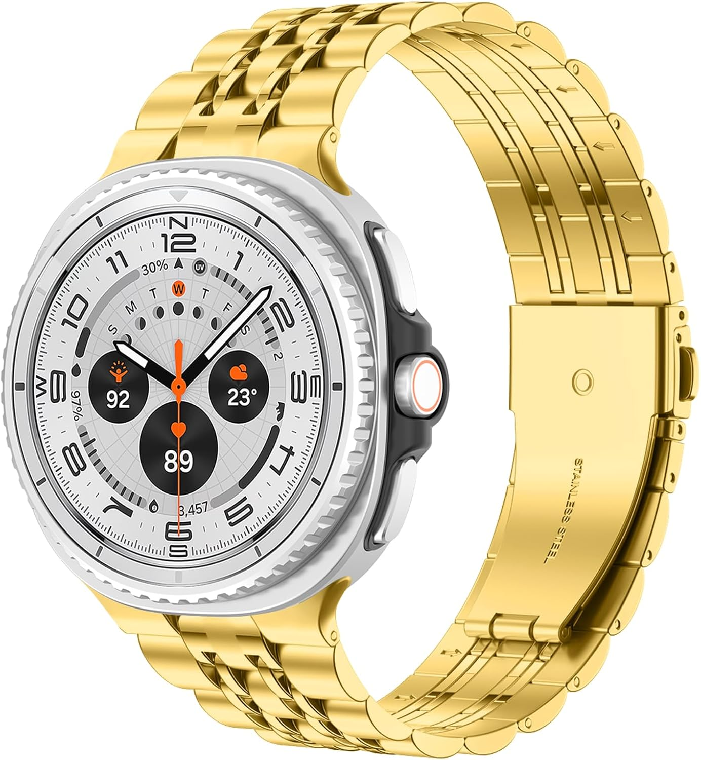 Metal Band Compatible with Samsung Galaxy Watch 8 40Mm 44Mm/8 Classic 46Mm Band Men Women, Titanium Stainless Steel Chain Strap with Folding Clasp for Galaxy Watch 8 Bands