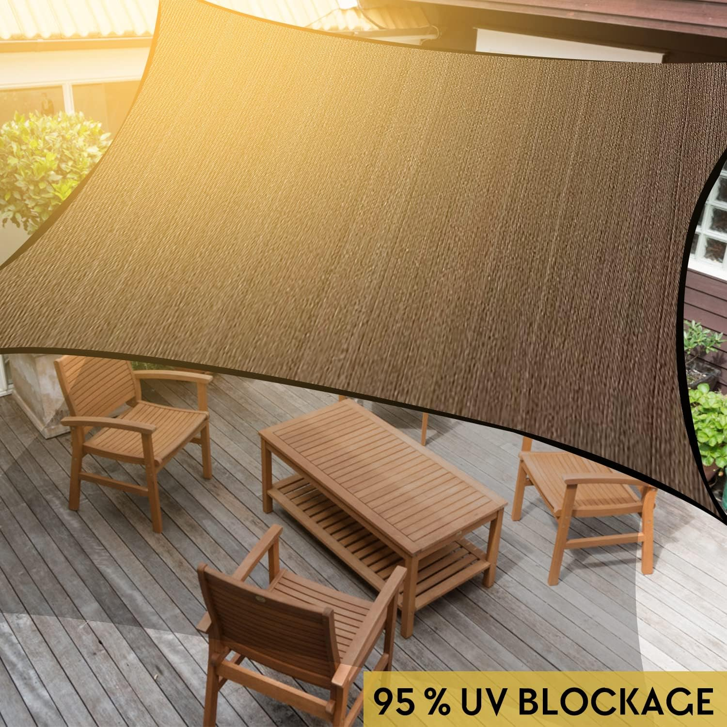 12' X 12' X 17' Beige Right Triangle Sun Shade Sail,95% UV Blockage,Water & Air Permeable, Commercial, Custom Size Accepted