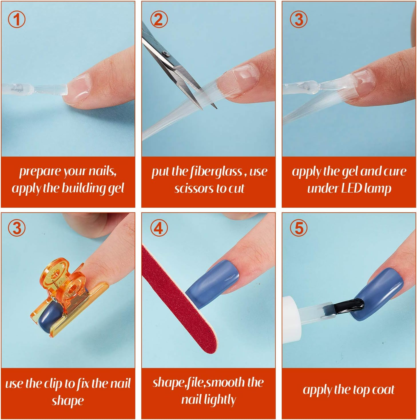 Blulu 100 Pcs Fiber Nail Kit Nail Fiberglass Extension Set for Quick Shaping Material Fake Tips Manicure Salon Tool image number 4