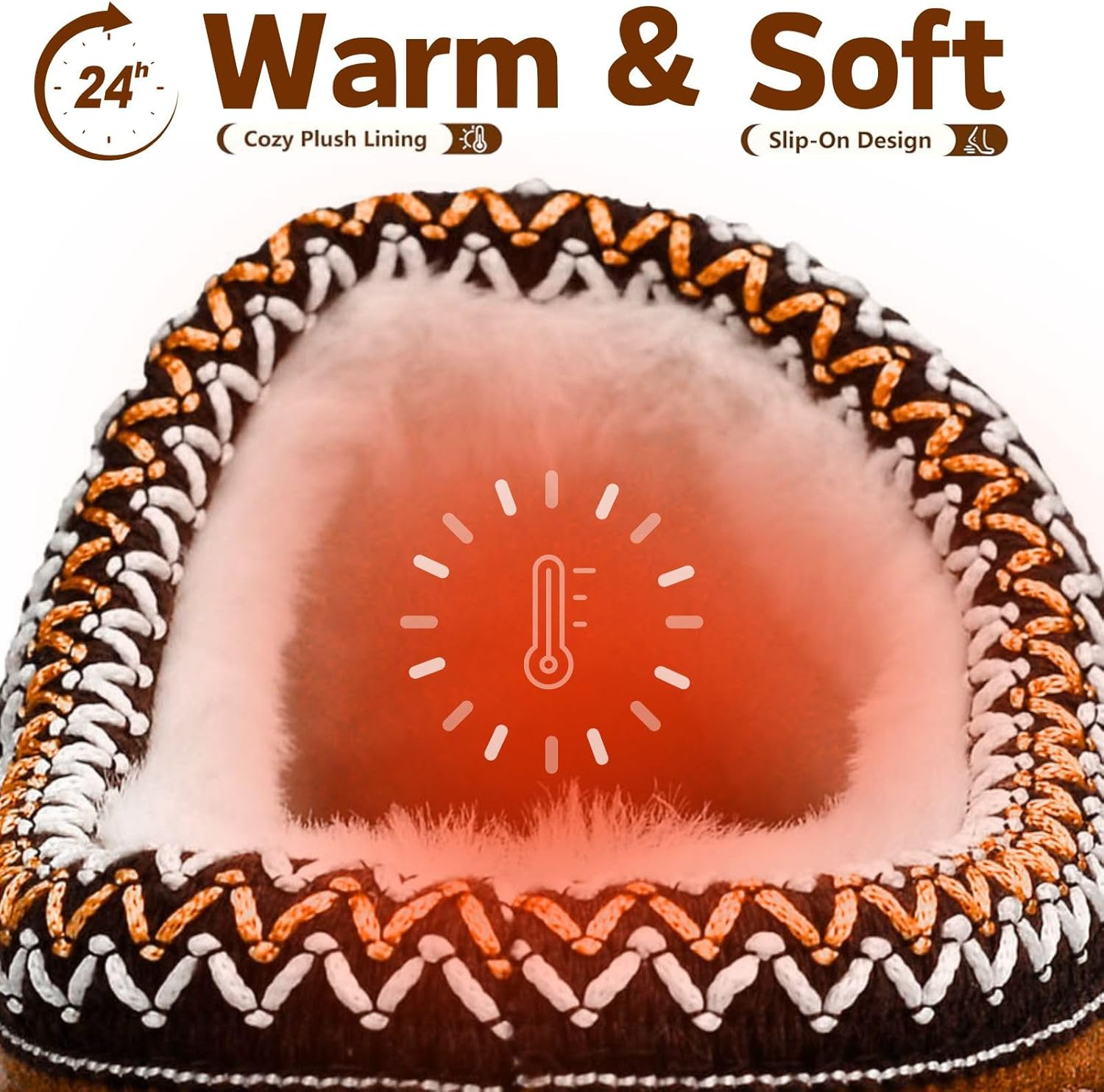 Thick-Soled Fuzzy Slippers for Women & Men - Cozy Platform House Shoes with Anti-Slip Sole, Warm Plush Lined Indoor Outdoor Short Ankle Slippers image number 5