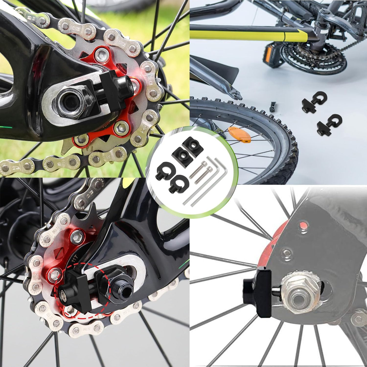 2 Sets Bicycle Chain Tensioner with Tools Bicycle Chain Adjuster for BMX Single Speed Bikes Gear Bicycles 10Mm Bicycle Rear Axle Bicycle Accessories Single Speed Bicycle Chain Tensioner image number 1