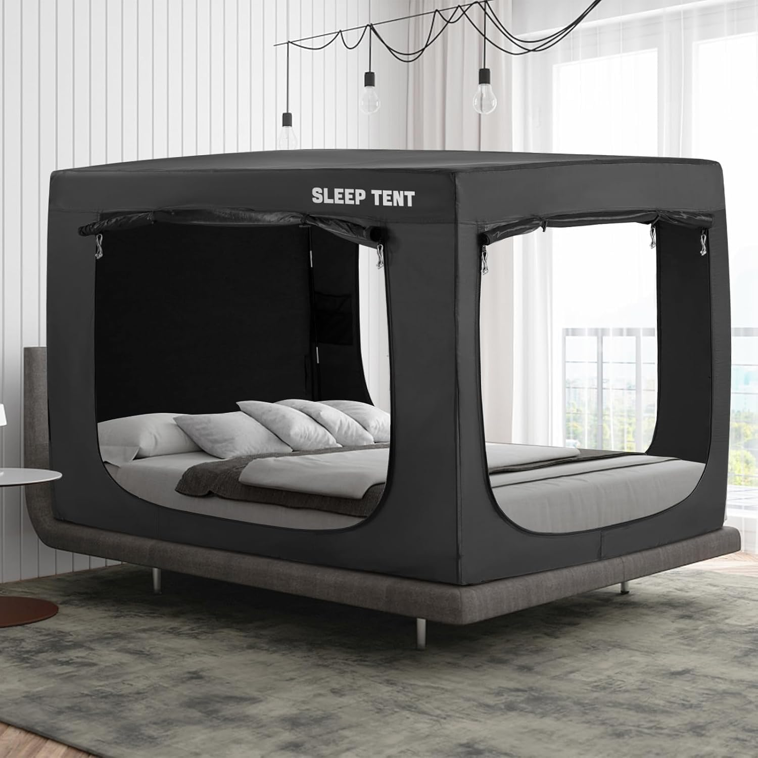 YAVIL Queen Bed Canopy Tent - Portable Dream Tent Indoor Sleeping 70% Blackout image number 5