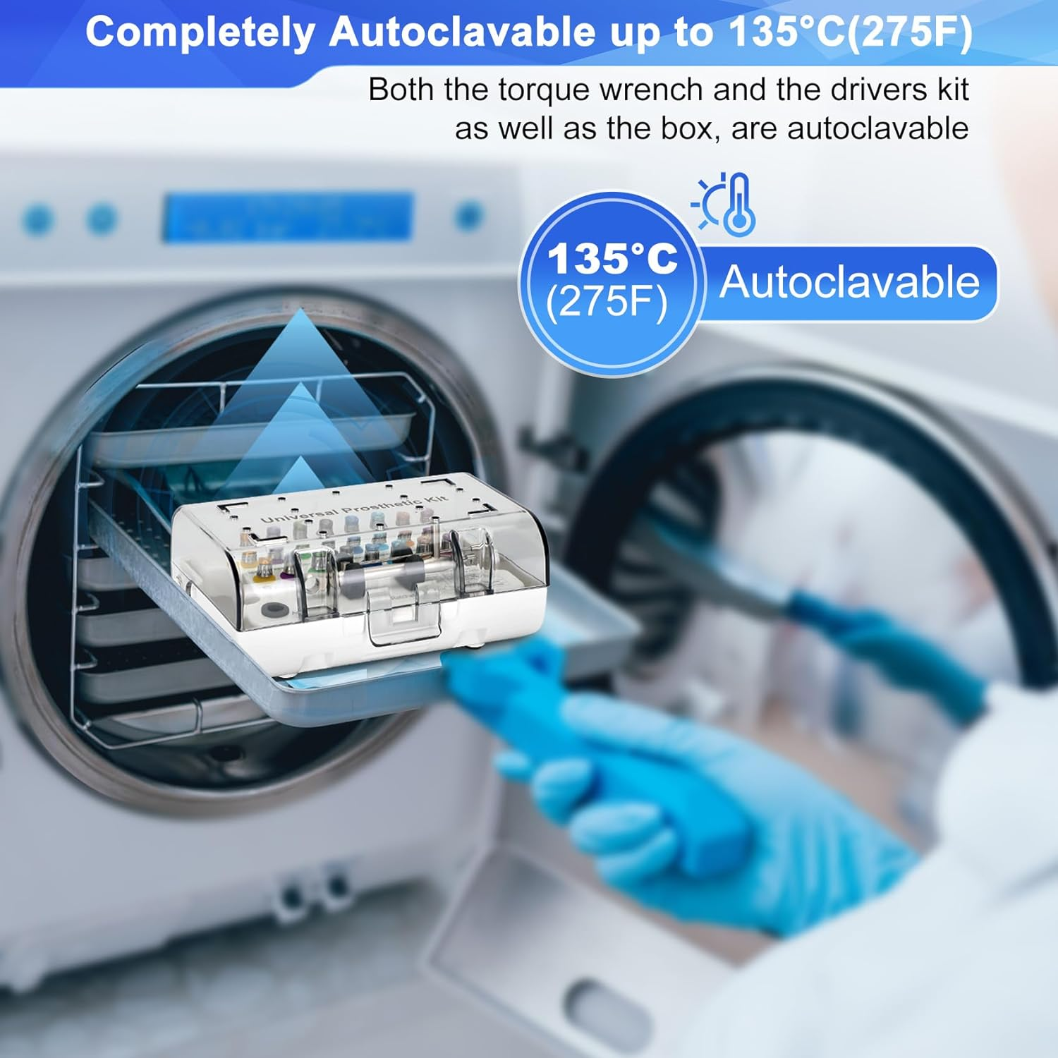 Dental Implant Torque Wrench Set Universal Prosthetic Kit Dental Implant Kit with Torque Adjustable Ratchet Screwdrivers 16Pcs, Fully Autoclavable,10-70Ncm, Secure/Disassemble Implant Restorations image number 6