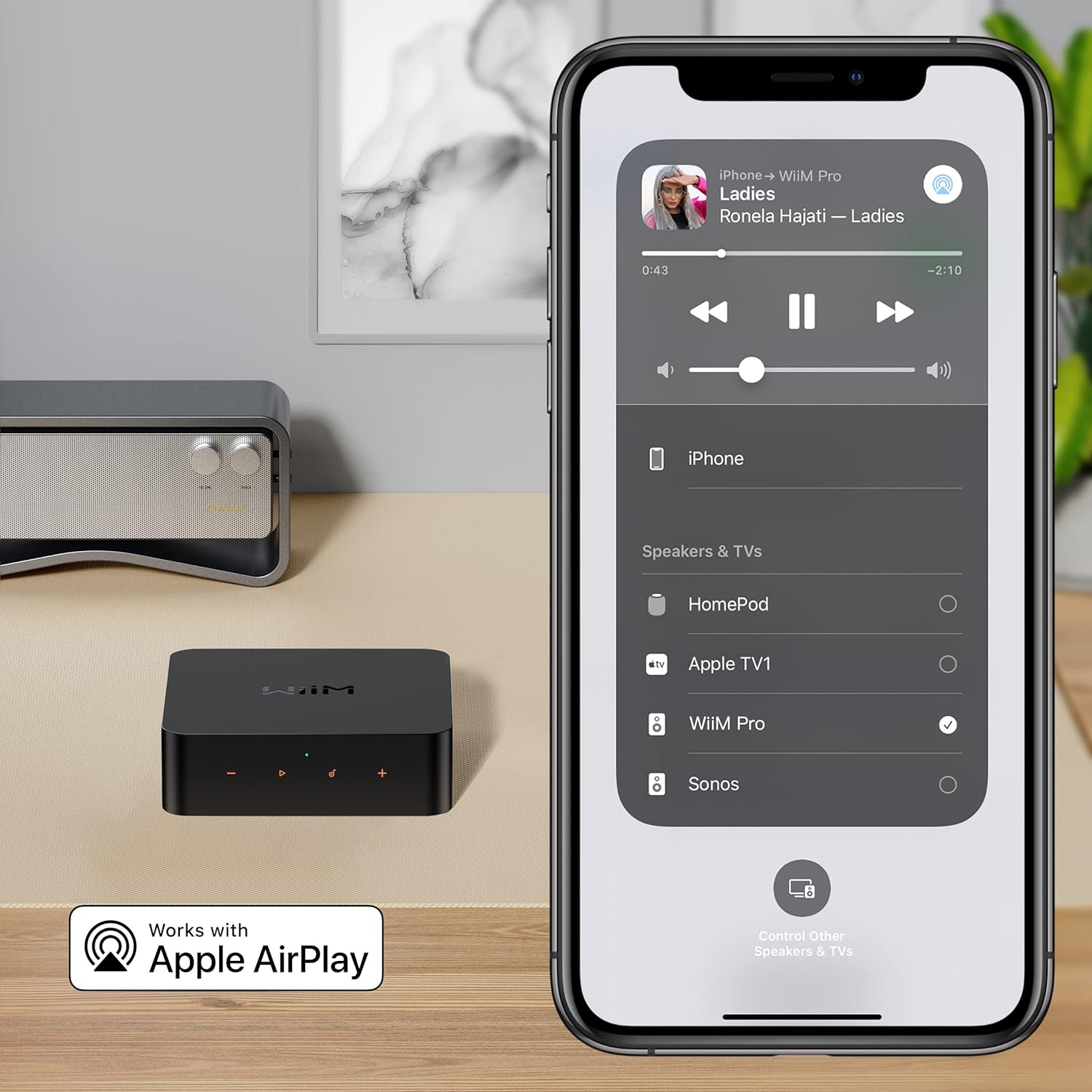 Wiim Pro Airplay 2 Receiver, Google Cast Audio, Wifi Multiroom Streamer, Works with Alexa, Siri and Google Assistant, Stream Hi-Res Audio from Spotify, Amazon Music, Tidal and More