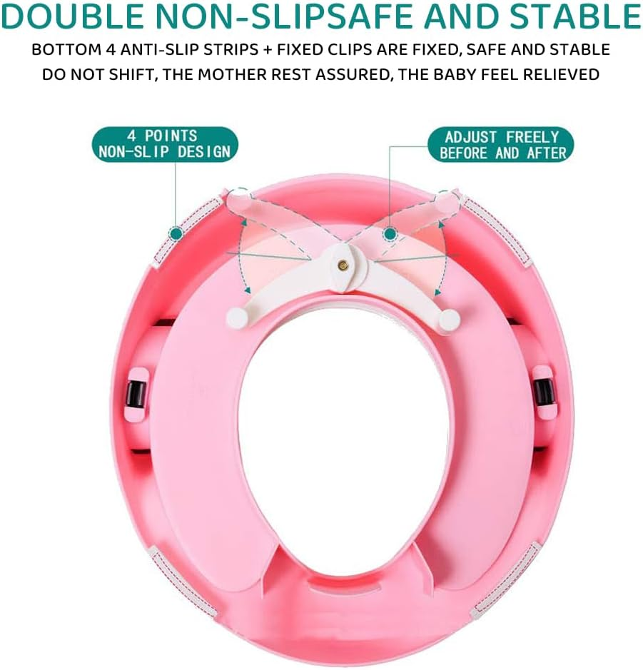 Potty Training Seat for Boys & Girls Kids Toddlers Toilet Training Seat with Detachable Soft Cushion, Sturdy Handle, Backrest, anti Slip Material (Pink) image number 6