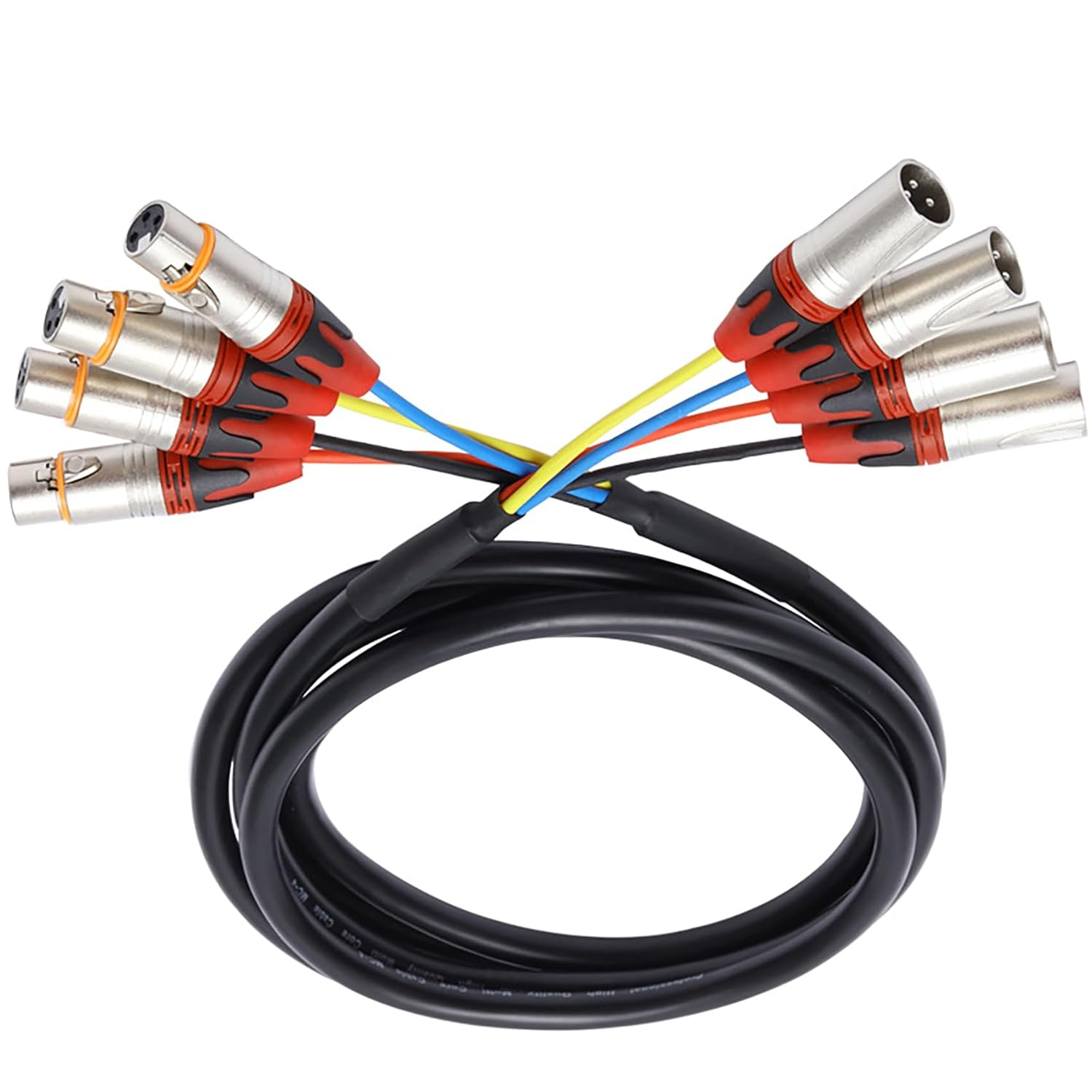 Tunghey XLR Snake Cables, 4-Channel Microphone Patch Cable Pro Audio Snake Cables XLR Male to Female Recording Color Coded Cables (1M) - 1M image number 6