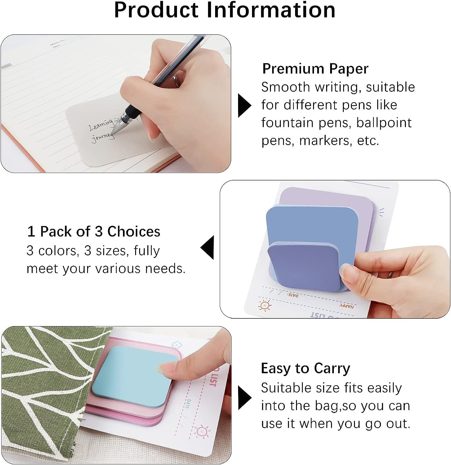 360 Pcs Multi Size Sticky Notes, Sticky Notes Pastel Variety Pack, Assorted Color Sticky Memo Pads for Notebooks, Removable Self-Stick Notes Set for Home Office School Student College Supplies image number 4