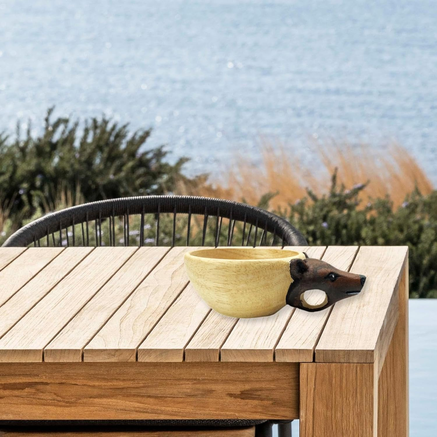 Wooden Cup Animal Water Cup Tea Cup Camping Mug Animal Shaped Hand Carved Cup Wooden Mug for Hiking Indoor Outdoor Travelers, Bear image number 3