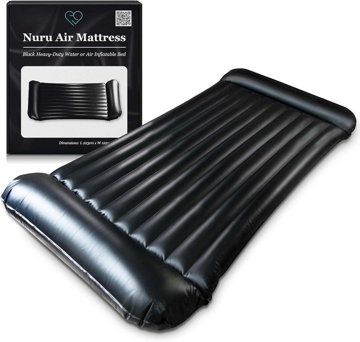 Inflatable Nuru Massage Air Mattress | Black Durable PVC Waterproof | 223Cm X 122Cm X 15Cm | Protection against Oil, Water-Based, and Silicone-Based Products image number 4
