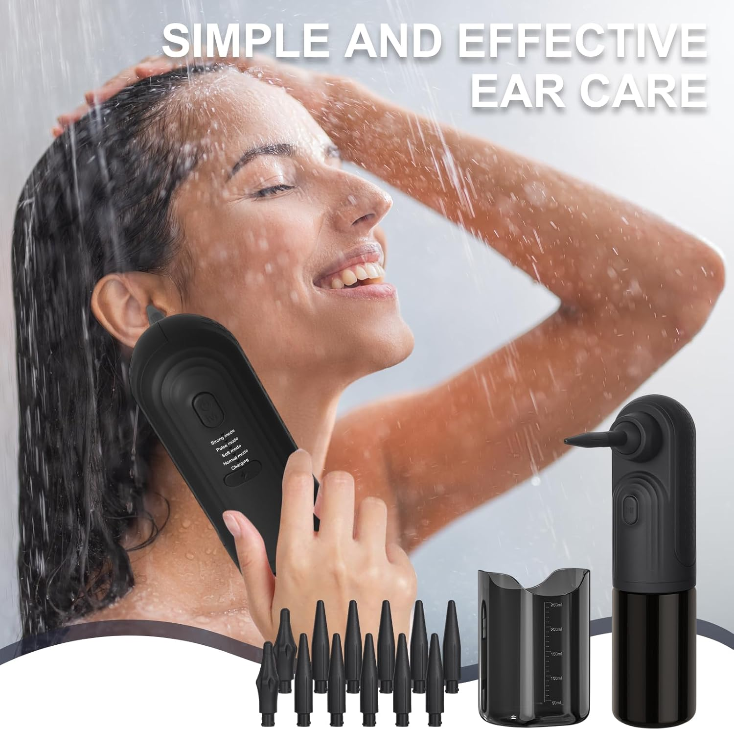 Colexy Ear Wash, Ear Cleaner, 4 Modes, Ear Cleaning with Washable Replacement Heads for Home Use by Adults and Children