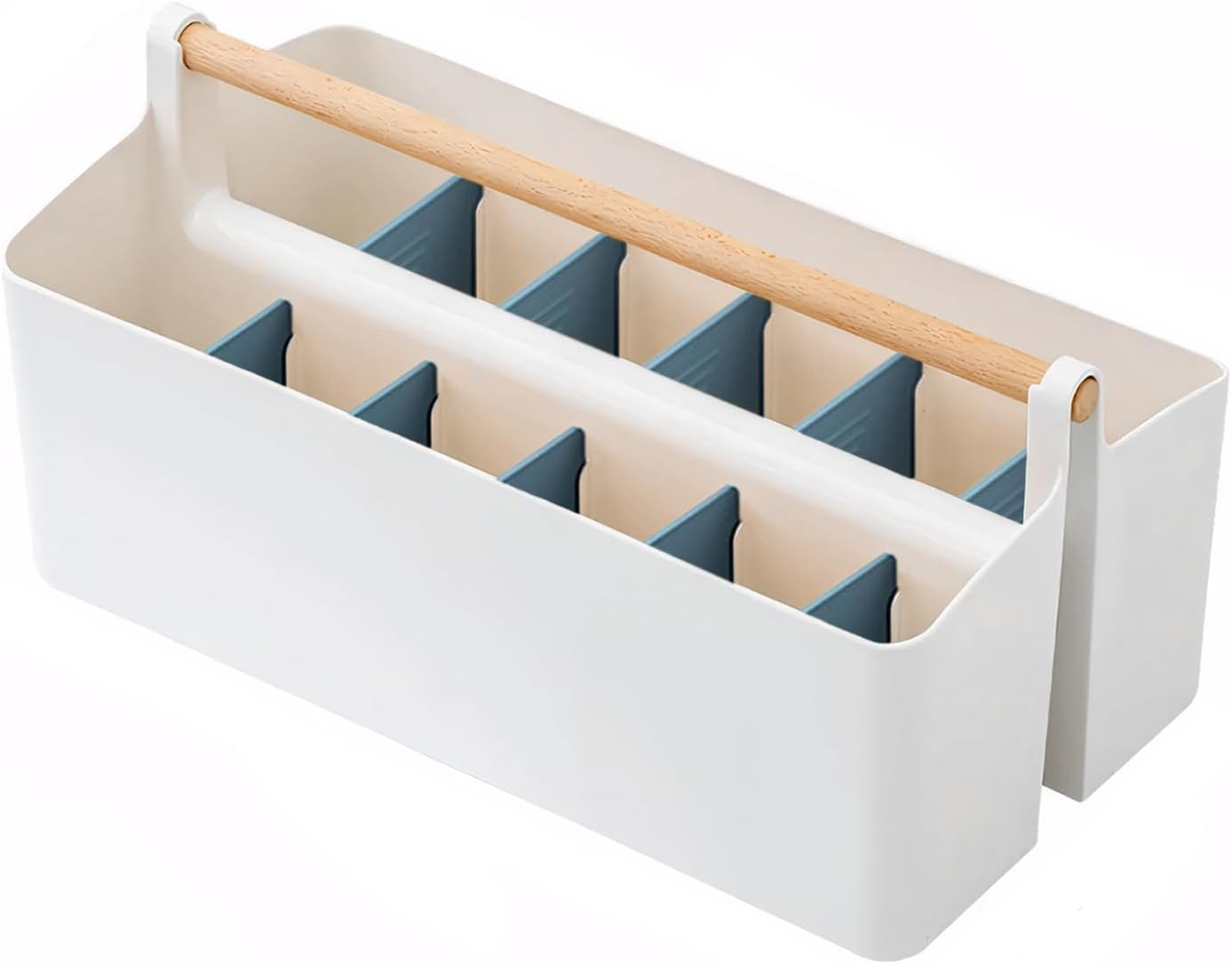 KAIGITE Large Portable Plastic Caddy with Handle, Adjustable Dividers Basket Storage Organizer Bin for Makeup, Art Supplies, Crafts, Stationery (Large Size) image number 4