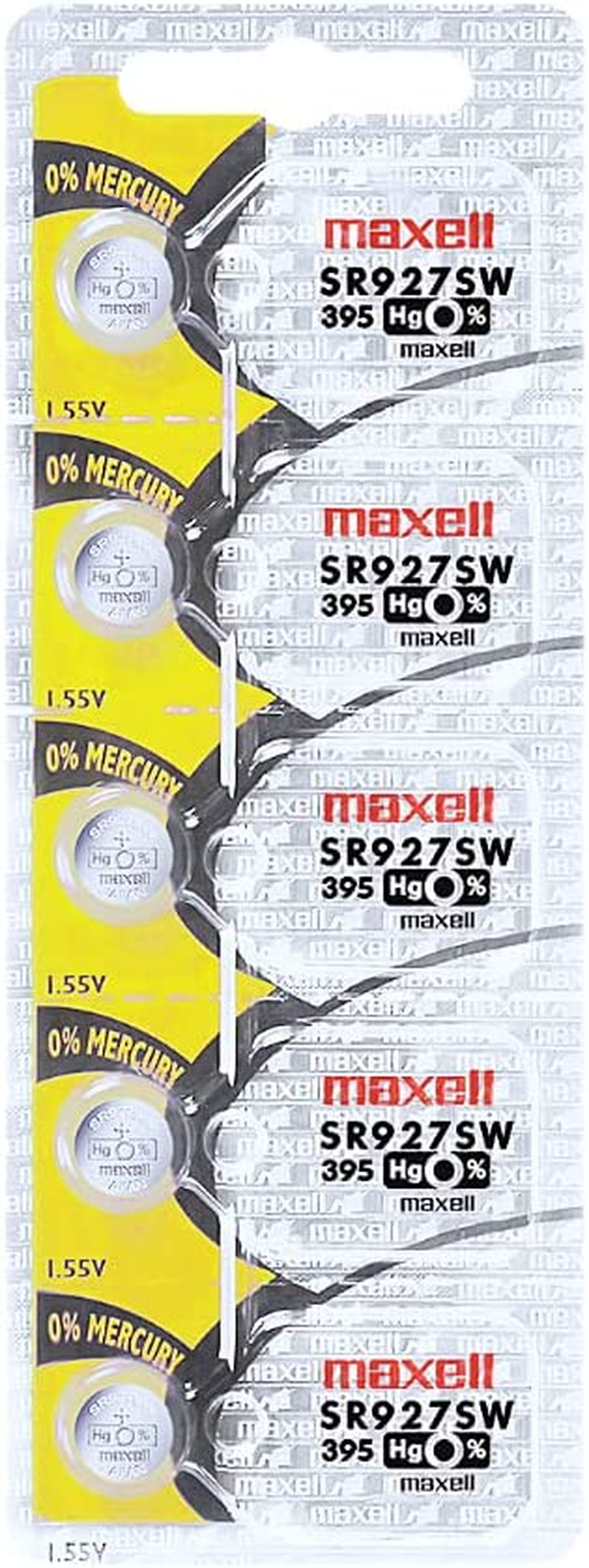 Maxell Sr927Sw 395 Silver Oxide Cell Pack of 5 Made in Japan image number 4