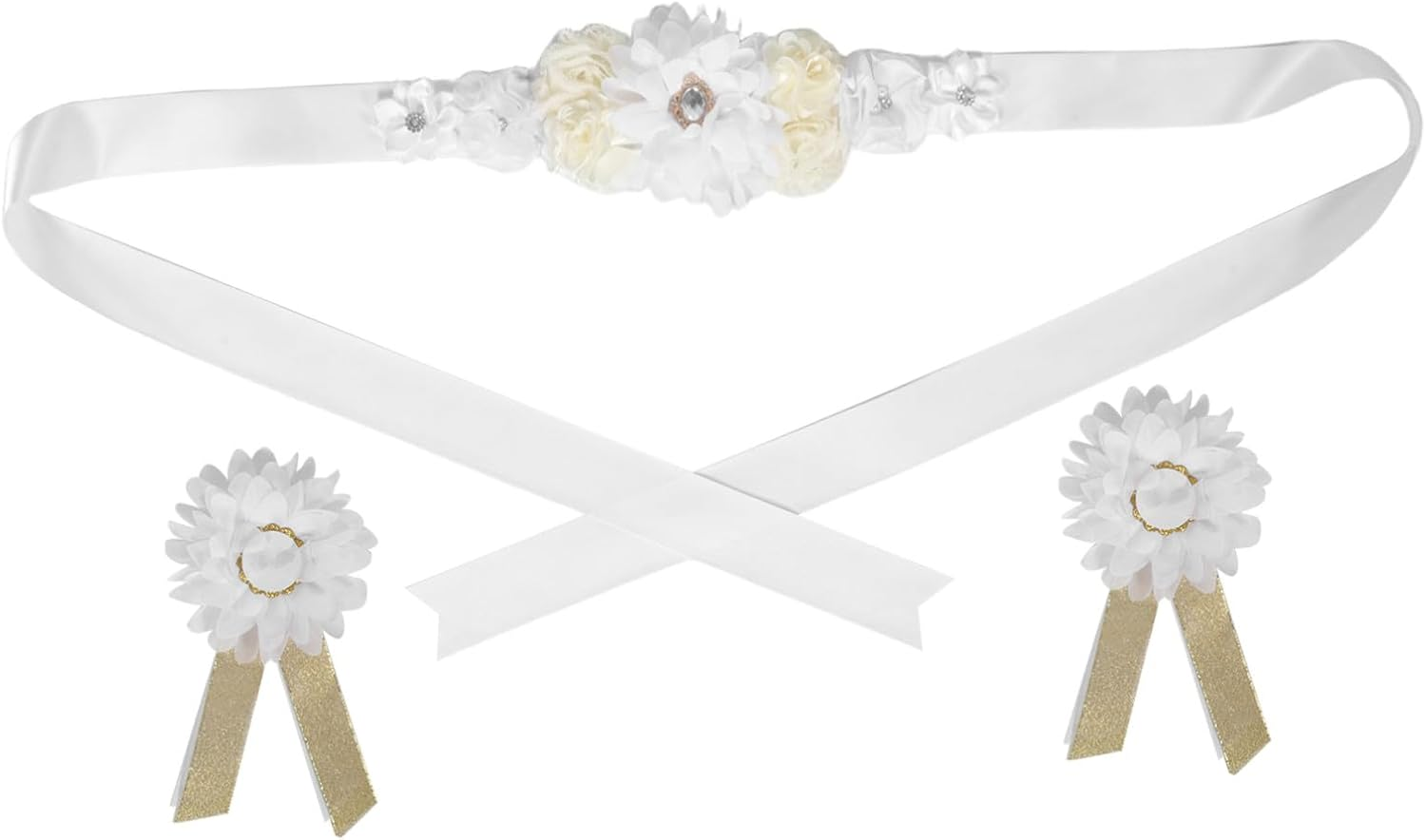 Adjustable Floral Satin Ribbon Belly Band for Pregnant Women Breathable Maternity Sash Belt for Shower Pregnancy Photoshoot Comfortable Skin-Friendly Fit image number 3