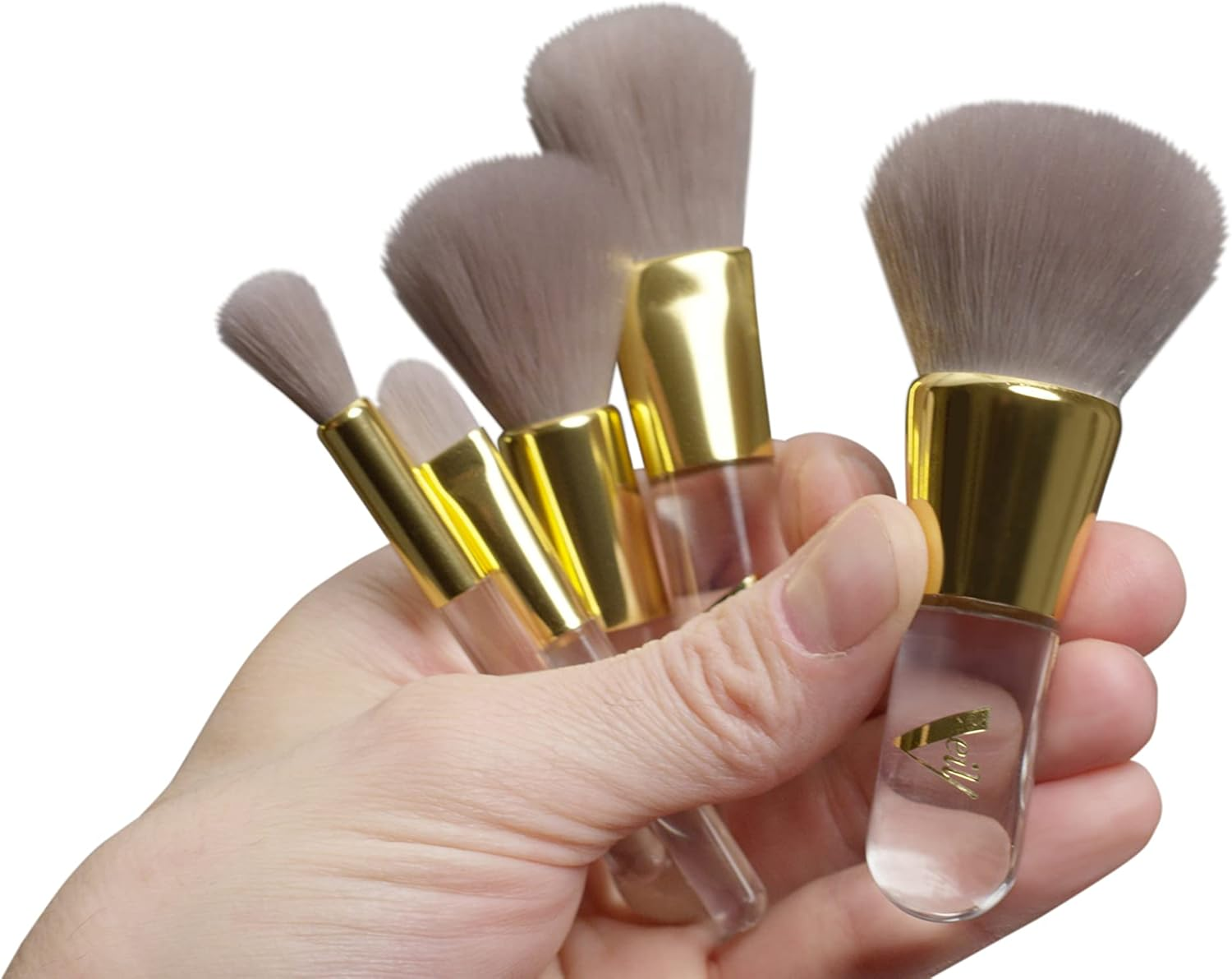 Veil Cosmetics | Pro on the Go 5 Piece Makeup Brush Set | Dual Ended Concealer & Foundation Brush | Vegan | Powder, Liquid, or Cream Products | Dense & Fluffy | Faux Mink | Smooth Airbrush Finish (5 Piece Brush Set1) image number 2