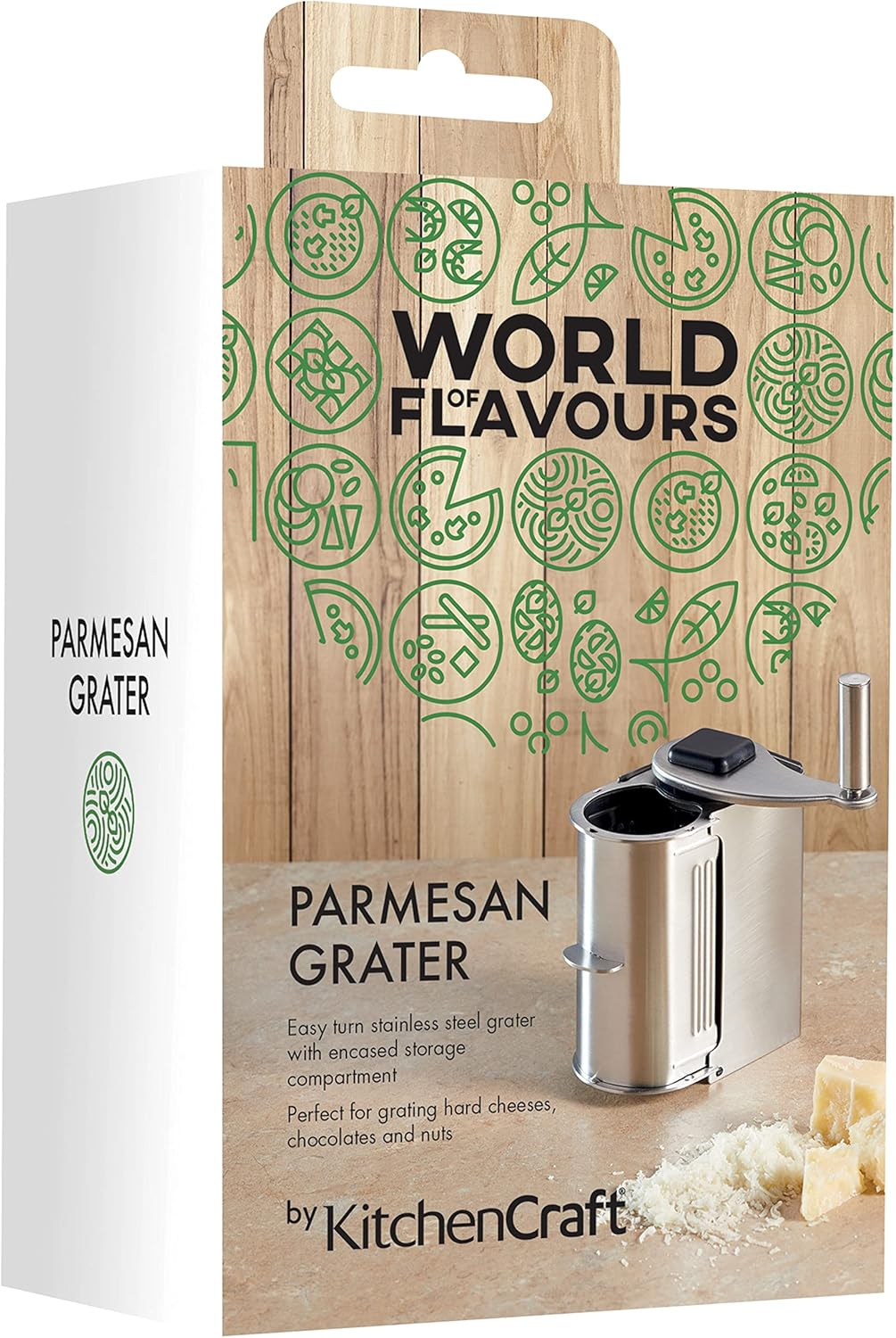 Kitchencraft World of Flavours Rotary Action Parmesan Cheese Grater, Stainless Steel image number 4