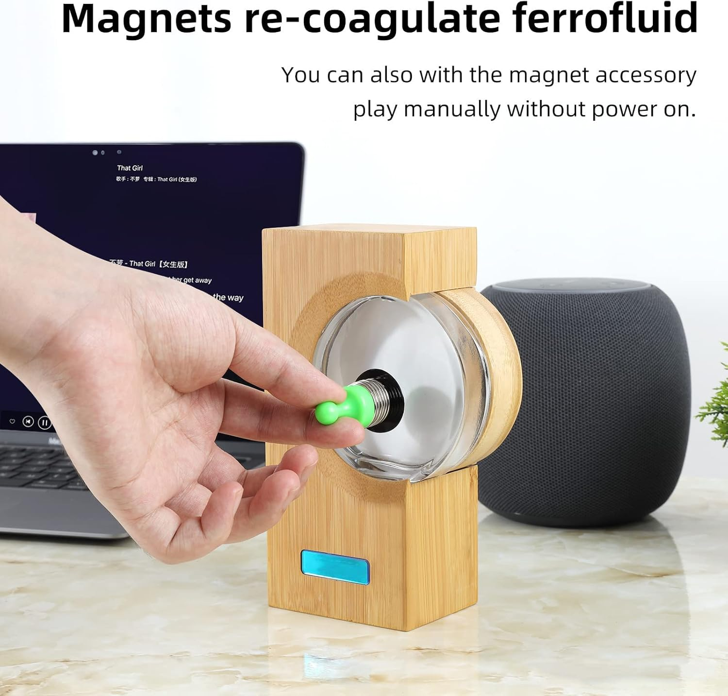 Magnetic Fluid Bluetooth Speaker Rhythm Light Dancing Ferrofluid with Music Rhythm Audio Music Pickup 360&deg; Surround Sound Home Theater, for Home TV Computer Office Desktop Decor Yellow image number 4