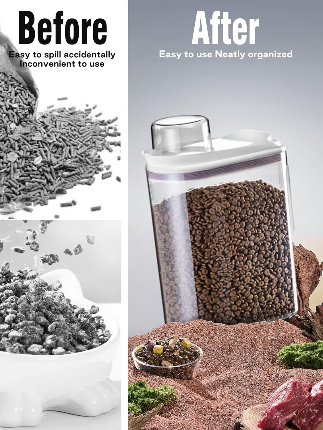 Airtight Dog Food Storage Container with Handle,Dog Treat Container with Measuring Cup,Dry Pet Food Storage Bin for Dogs,Cats,And Birds (3.5L) image number 6