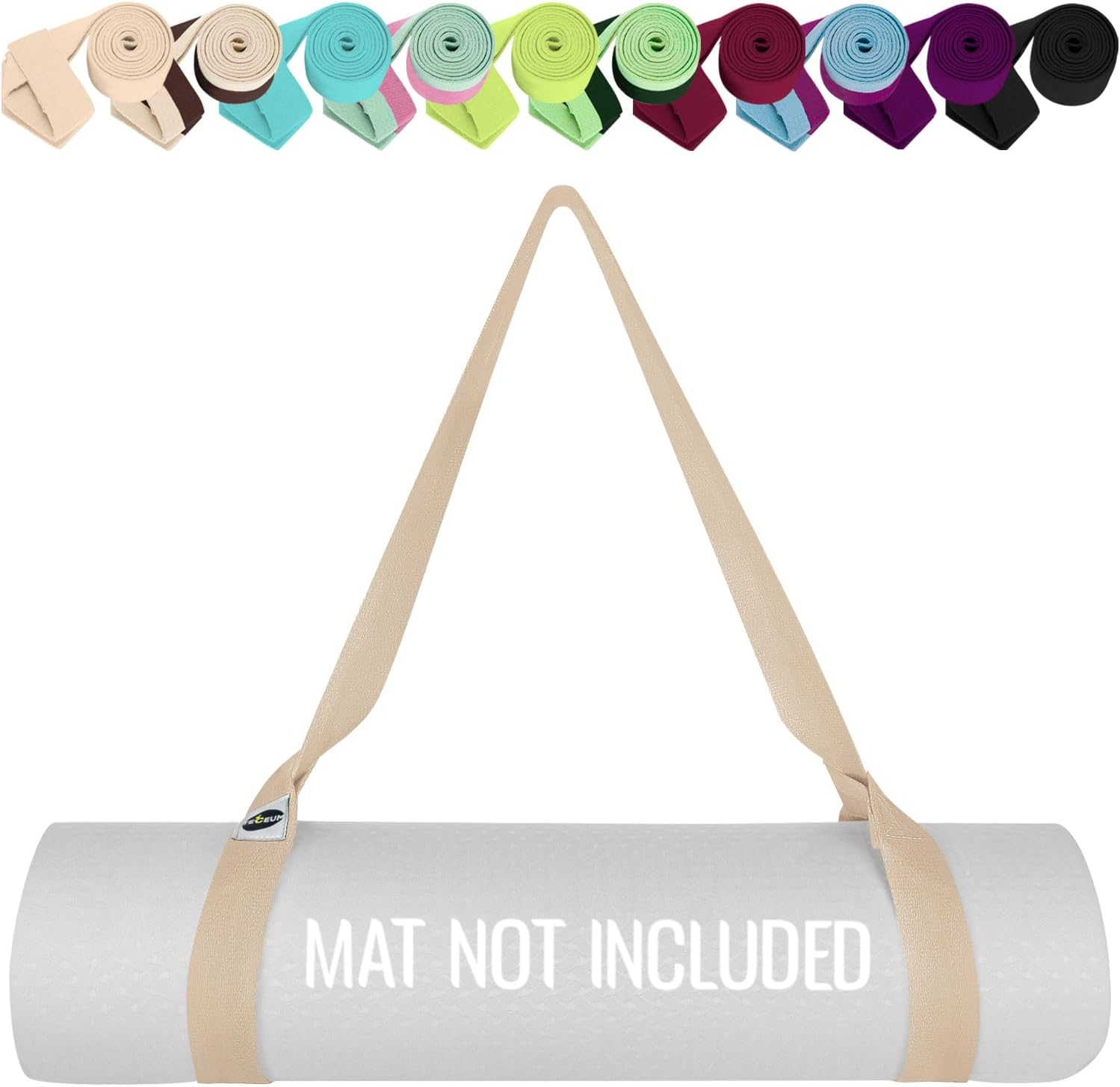 TECEUM [New 2023] Yoga Mat Strap &ndash; 15+ Colors &ndash; Adjustable Mat Holder Sling for All Mats [Mat Not Included]