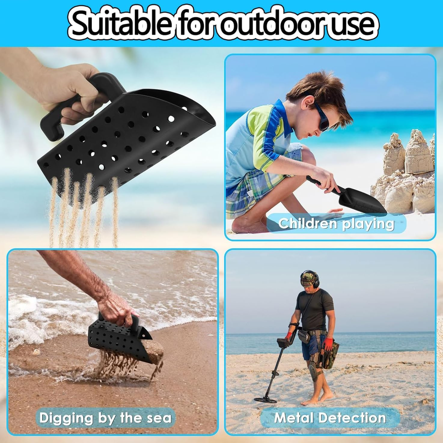 WADY Beach Spade, Metal Detecting Shovel, Metal Detector Accessories, Garden Spades, Set Portable, for Digging for Metal Detecting, Beach Shelling, Sand Sifter at the Beach & More for Kids and Adult image number 5