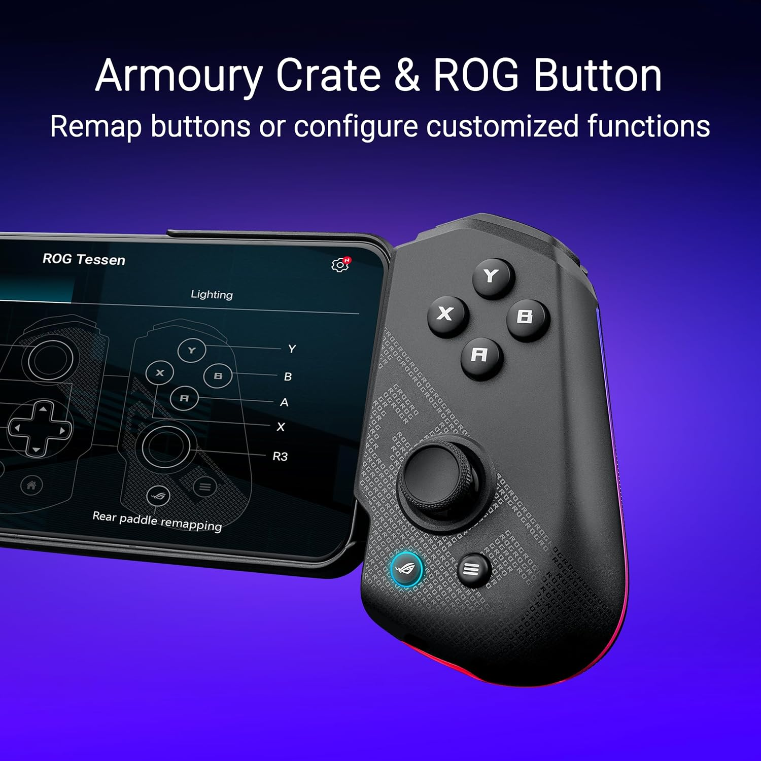ASUS Mobile Gaming Controller for ROG Tessen/Android/Up to 7 Inch, Thickness 7-14.5Mm Smartphone-Mountable, Foldable Design, USB-C Connection, Button Remap, Pass-Through Charging, Authorized Dealer image number 4