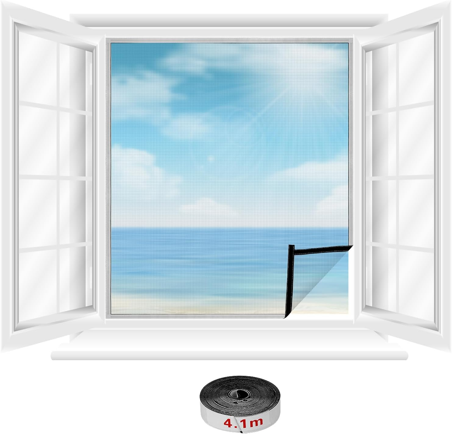 QWORK&reg; Cat Net Window with Self-Adhesive Tape, Cat Safe Fly Screen, Safety Net, Tear-Resistant Polyester, 180 X 200 Cm image number 3