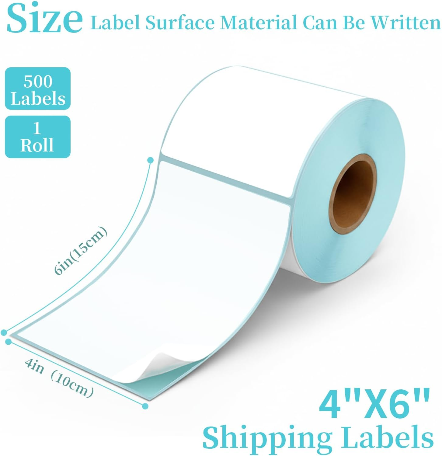 Makmefre 10X15Cmthermal Shipping Labels,Strong Adhesive,Perforated,Commercial Grade,Waterproof Postage Labels Compatible with Most Thermal Printer(1Rolls/500Labels) image number 4