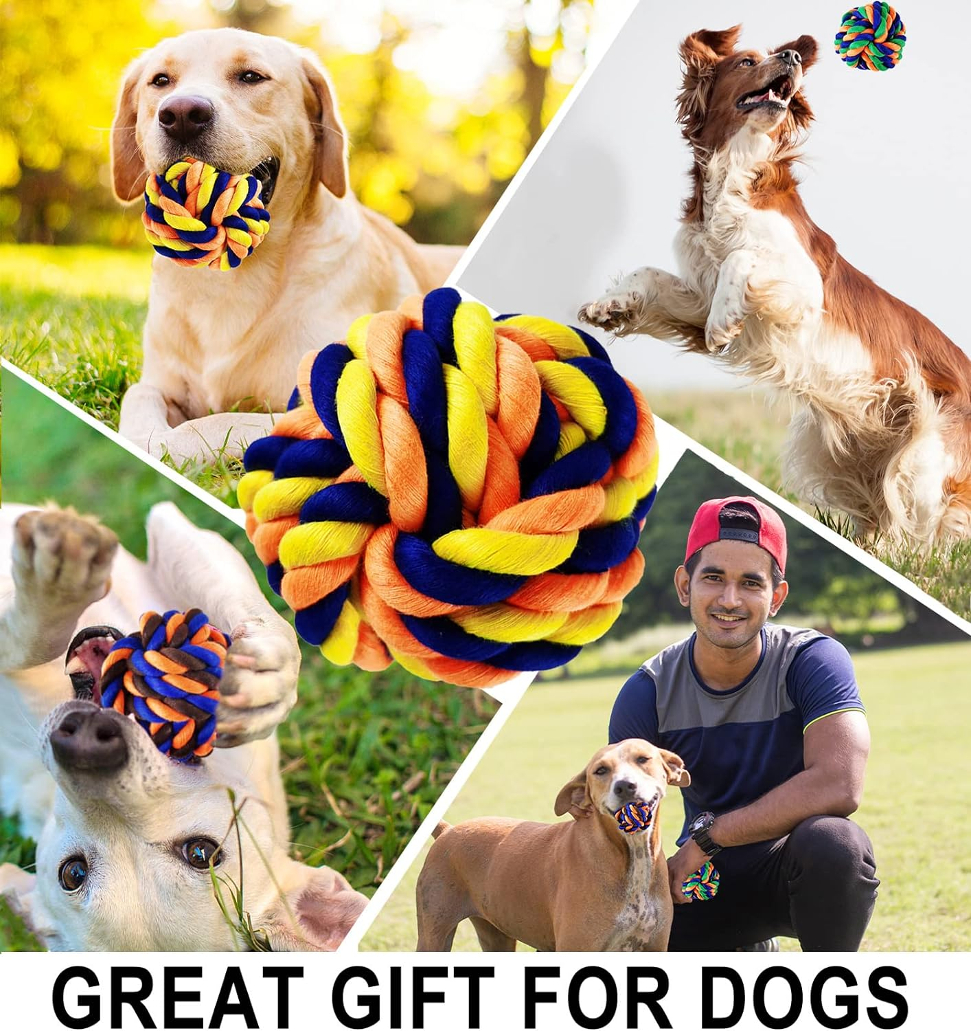 Tough Dog Chew Toys for Aggressive Chewers, 6 Pack Durable Dog Balls & Dental Cotton Dog Rope Toys for Medium Large Breeds, Puppy Teething & Interactive Enrichment Toys image number 5