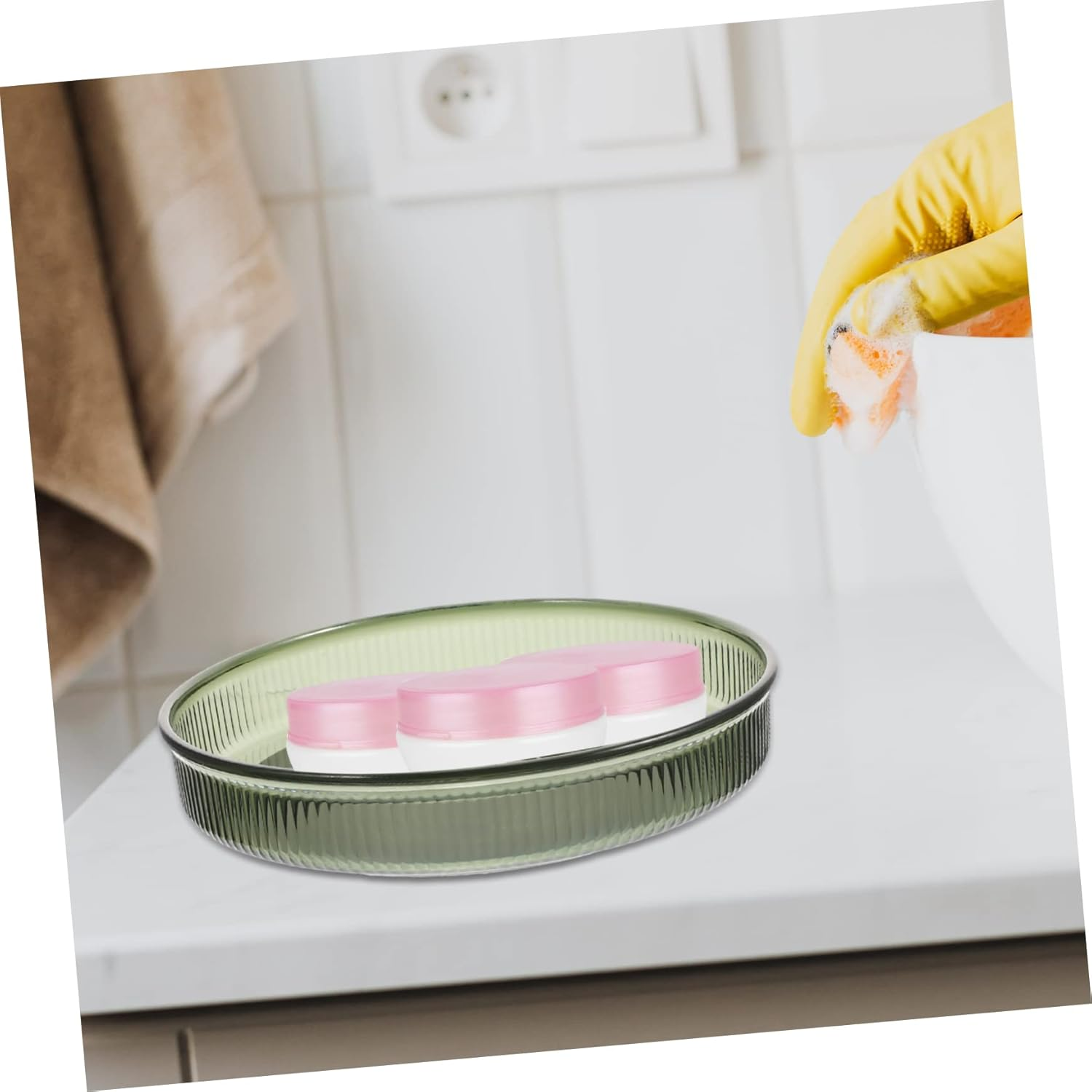 NOLITOY Rotating Makeup Tray Spice Storage Kitchen Lazy Susan Beauty Organiser round Organizer Green - Transparent image number 2