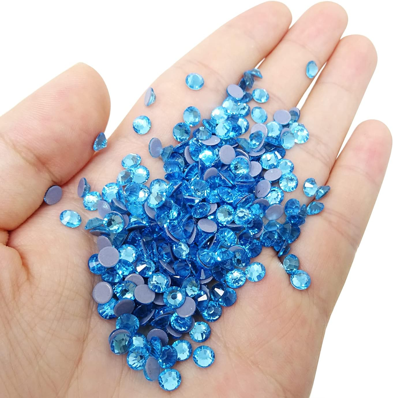Honbay 1440 Pieces SS20 5Mm Hotfix Rhinestones Sparkly Flatback Rhinestones round Crystal Gems (Light Blue)
