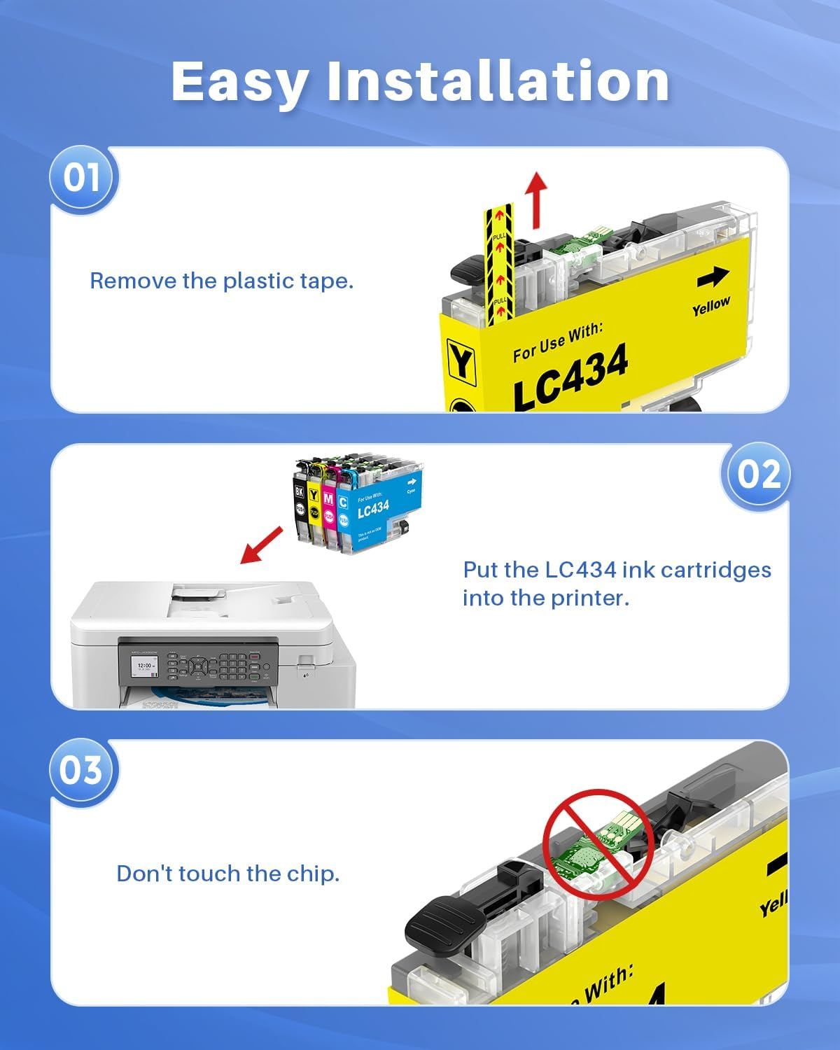 LC434 Ink Cartridges 4 Pack Compatible for Brother LC434 LC-434 LC434XL LC434BK LC434Y LC434C LC434M Use with Brother MFC-J1200DW, MFC-J1200DW XL Printer (1BK,1C,1M,1Y) image number 4