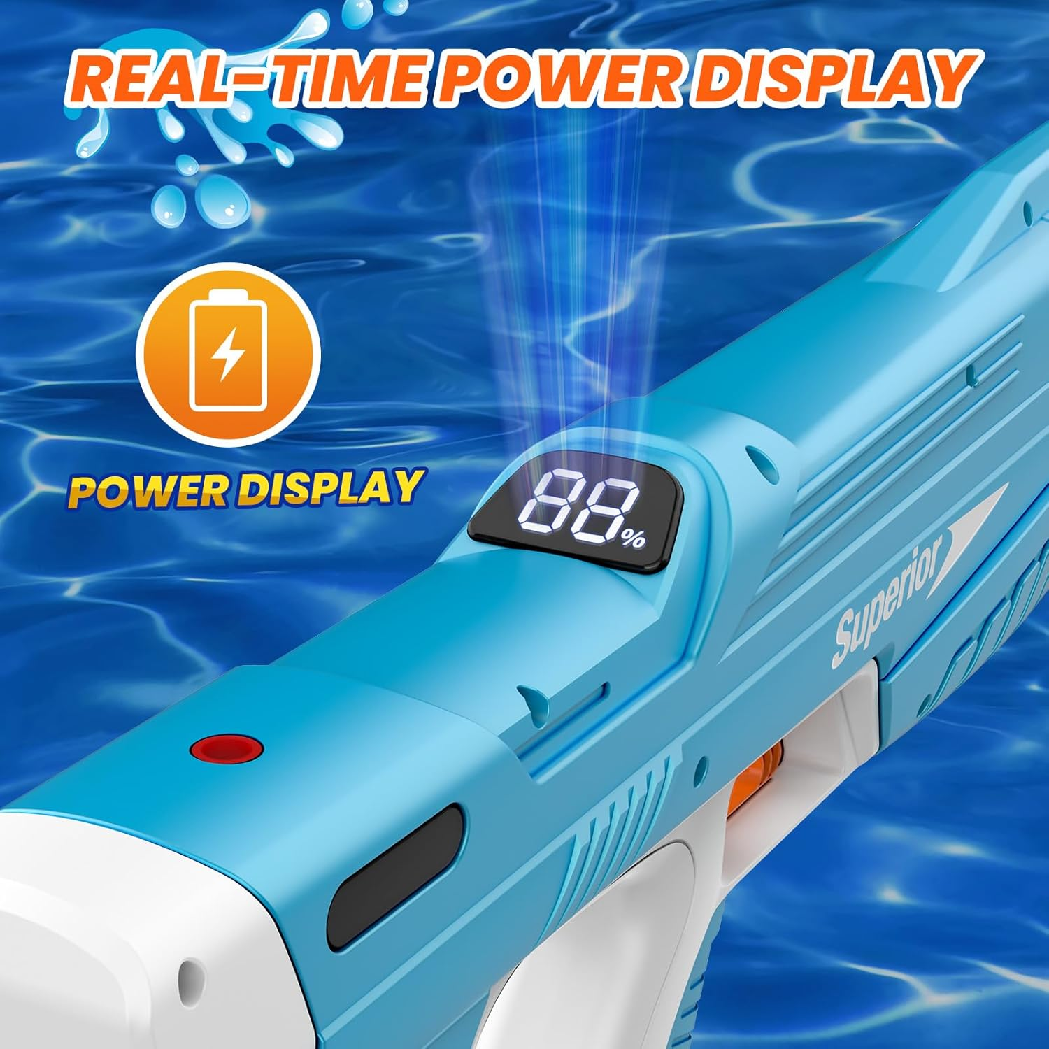 Skirfy Electric Water Gun with Display,Auto Suction Water Guns for Adults&Kids,Squirt Guns Battery Powered Automatic Water Blasts,Pool Beach Outdoor Party Toys for Kids image number 1