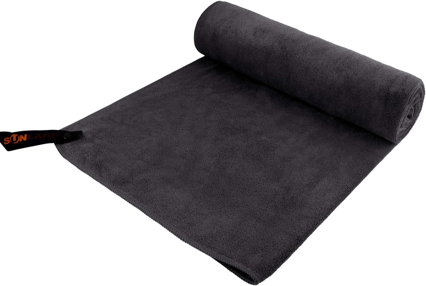 SUNLAND Microfiber Gym Bath Towel Ultra Soft Travel Camping Towel Super Absorbent Swimming Sport Towel with Carry Bag for Adults and Children 24Inchx48Inch Black 2 Pack