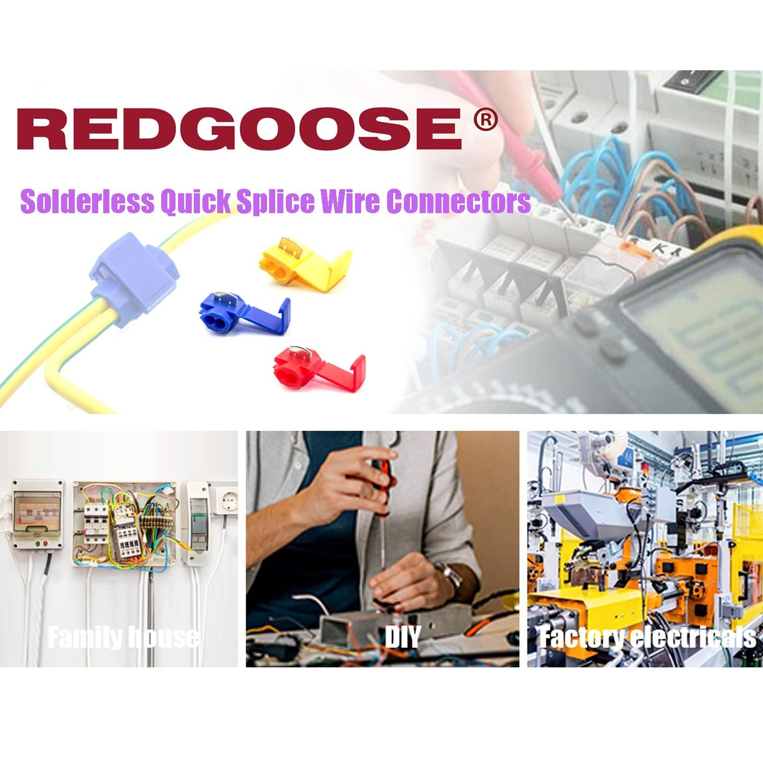 50PCS Solderless Quick Splice Wire Connectors, 12-10 AWG Scotch Lock Snap Electrical Wire Connector (Yellow) image number 2