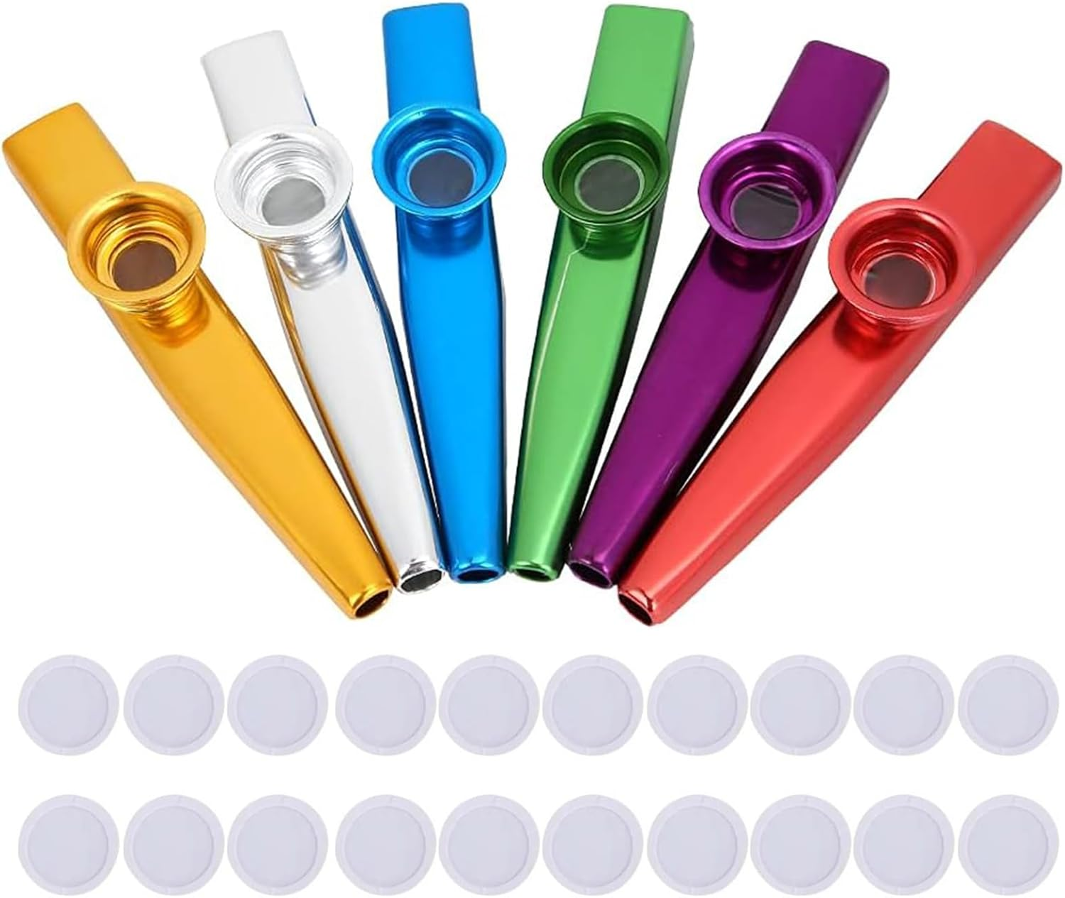 Kazoos Multipack, 6 Pcs Exquisite Kazoo Instrument with 20 Flute Membranes, Kazoo Musical Instruments Used for Instrumental Accompaniment, like Guitar, Violin, Piano