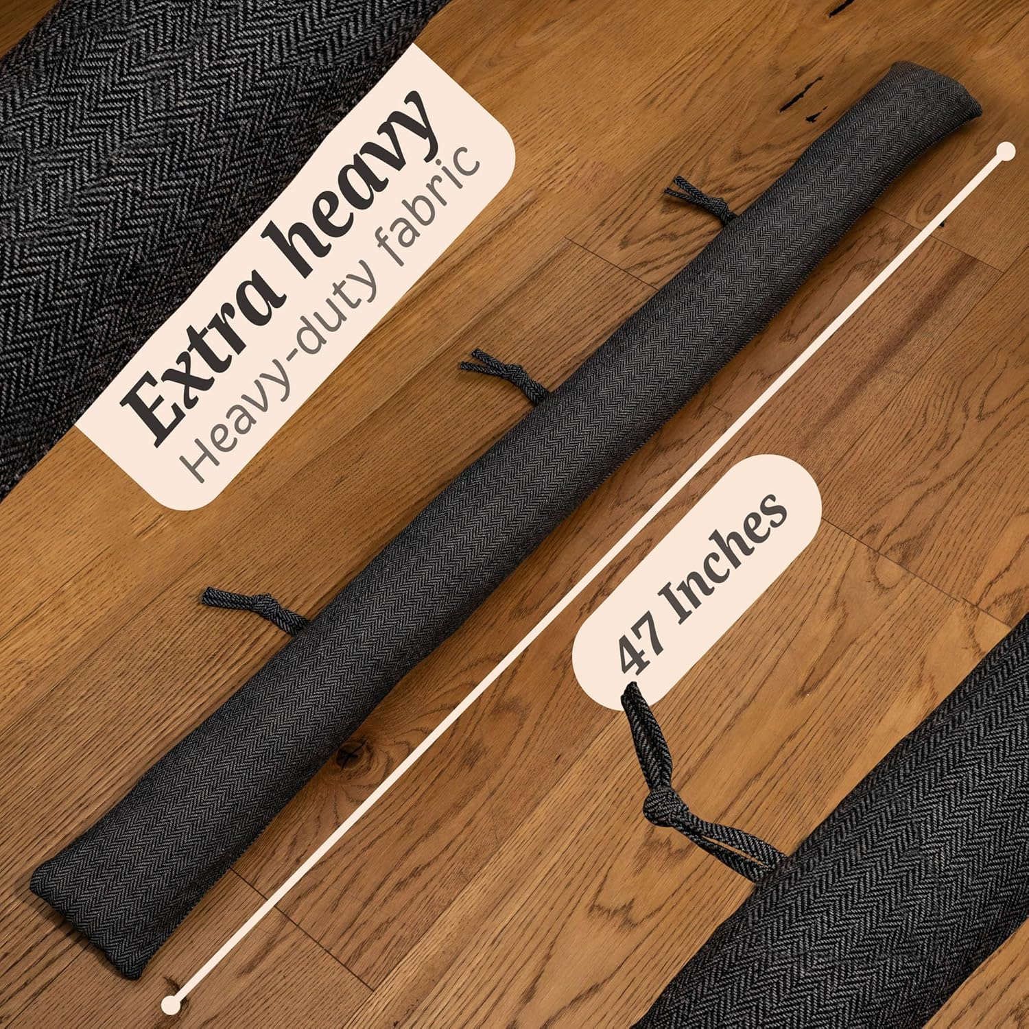 Praknu Draught Excluder for Windows up to 120 Cm, Washable, Energy-Saving, Extra Long and Heavy, Also Suitable for Wide Doors, Grey image number 1