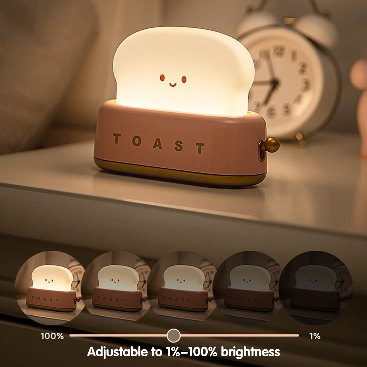 Toast Night Light，Kids Night Light,Cute Lamp for Bedroom, Nightlight for Children Portable Bedroom Bedside Sleep Light Timer, Birthday Gifts for Girls Baby image number 1