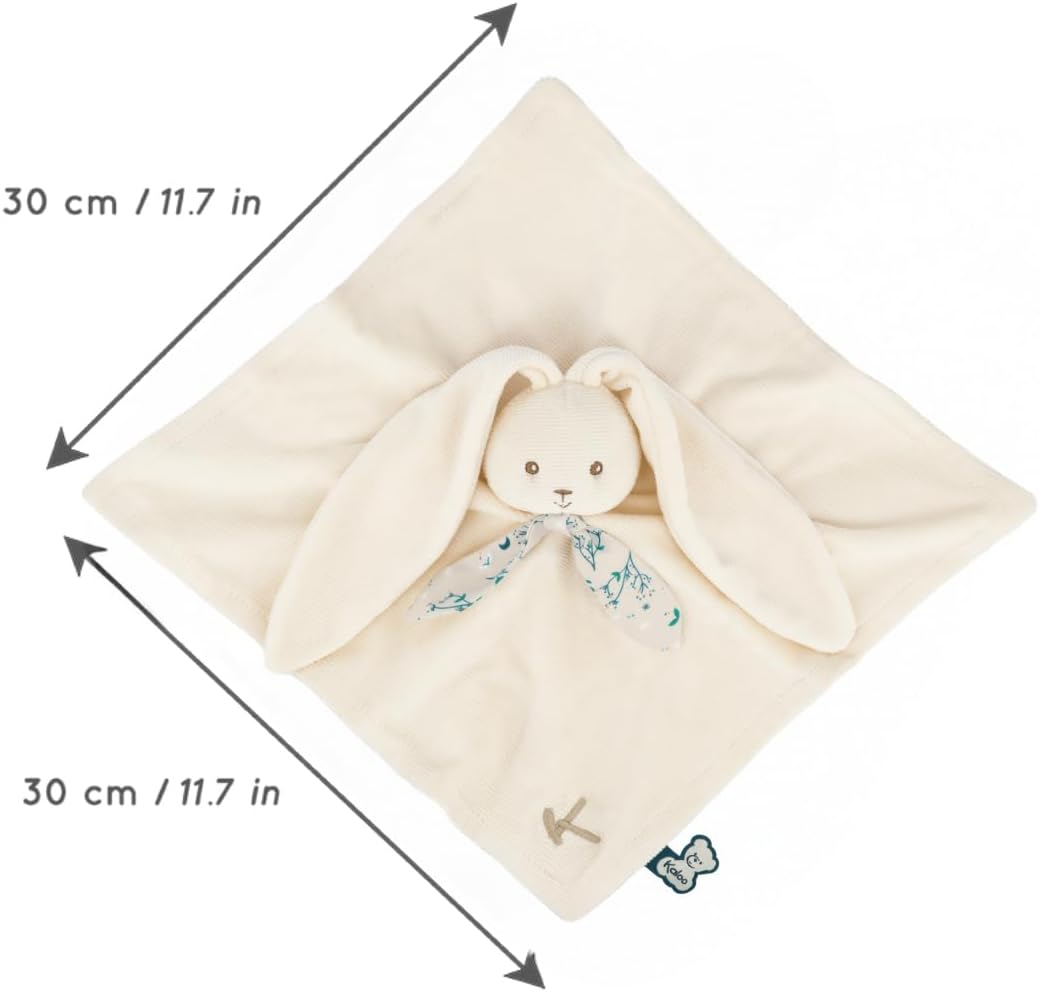 Kaloo - Lapinoo - Plush Rabbit - First Comforter - Cream - 30 X 30 Cm - Super Soft Material Mix Cotton & Cord - Gift Box - from Birth, K972206 - Blue image number 3