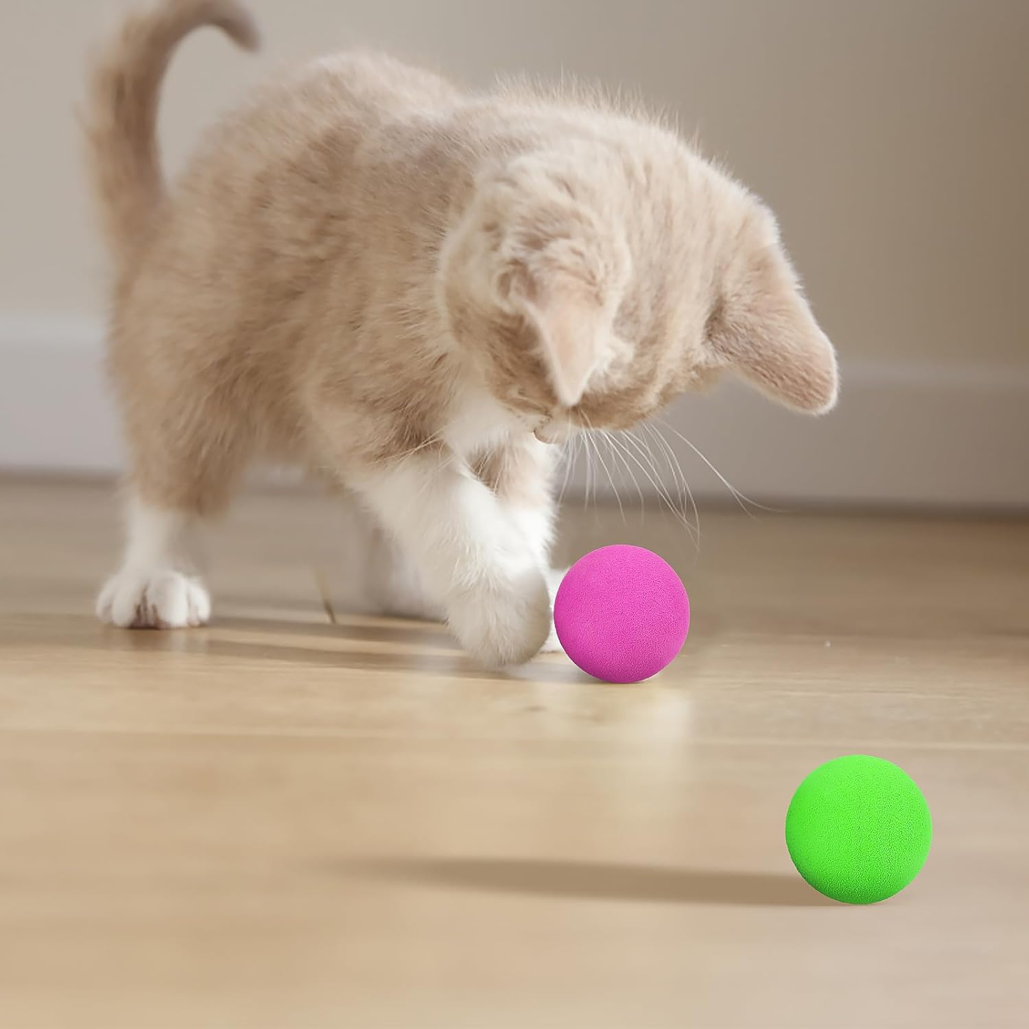 Bewudy Cat Toy Balls, Pack of 12 Soft Cat Balls, Interactive Kitten Toy, Cat Balls for Indoor Kittens, Foam Interactive Cat Toy, Sponge Play Ball Toy (4 Cm) image number 6