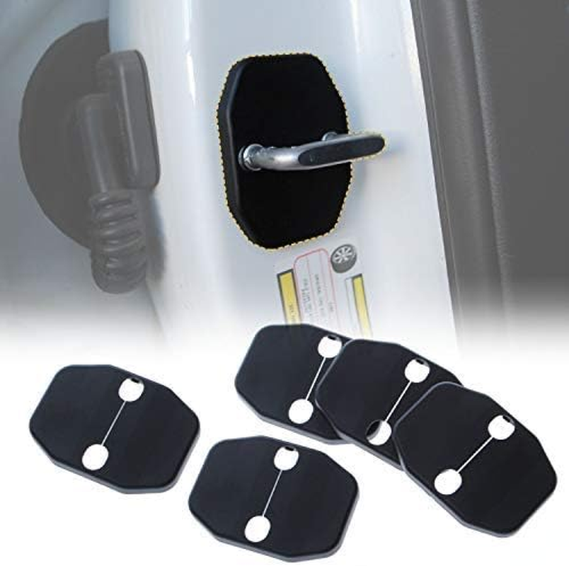 Door Lock Covers Protection Trim for Jeep Wrangler JK JKU 2007-2018, for Jeep Grand Cherokee, for Dodge Chrysler, Black, 5PACK image number 4