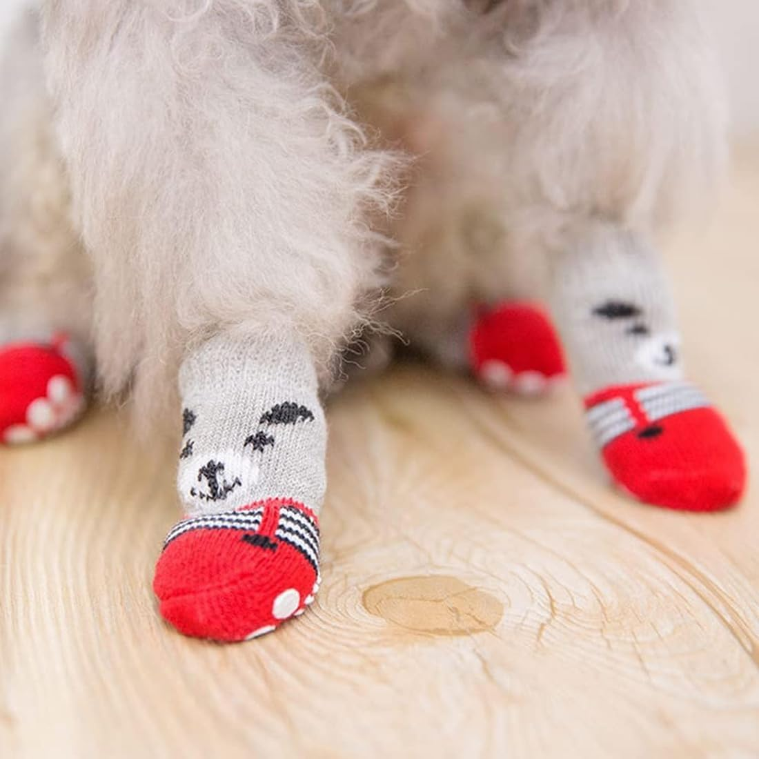 Indoor Non-Slip Socks for Dogs, 4 Pairs Pet Indoor Non-Slip Socks for Dogs and Cats, Dog Shoes, Paw Protection, Summer Pet Paws, Protection, Traction, Control Socks on Hardwood Floor image number 4