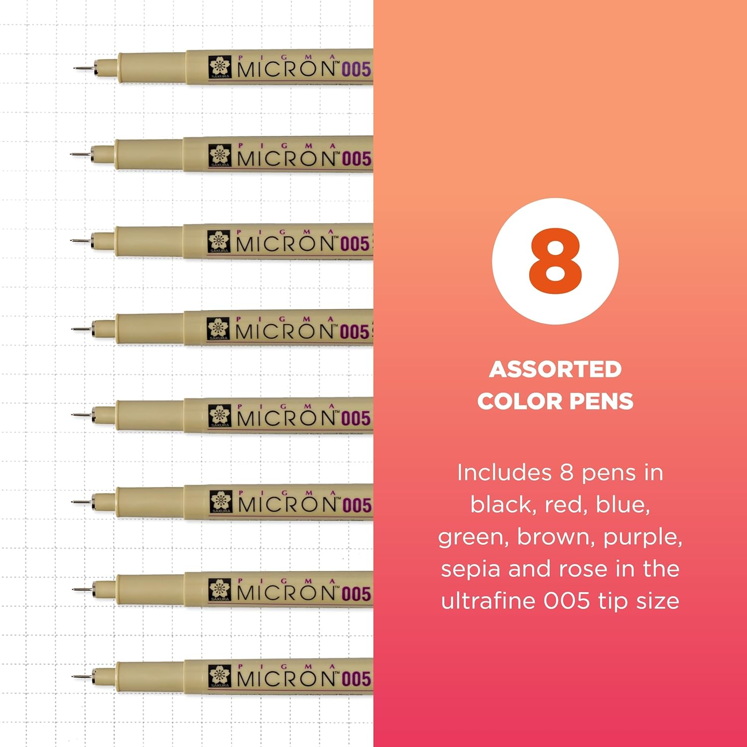 Sakura Pigma Micron 005 8 Color Set Water Based Pigment for Illustration image number 2