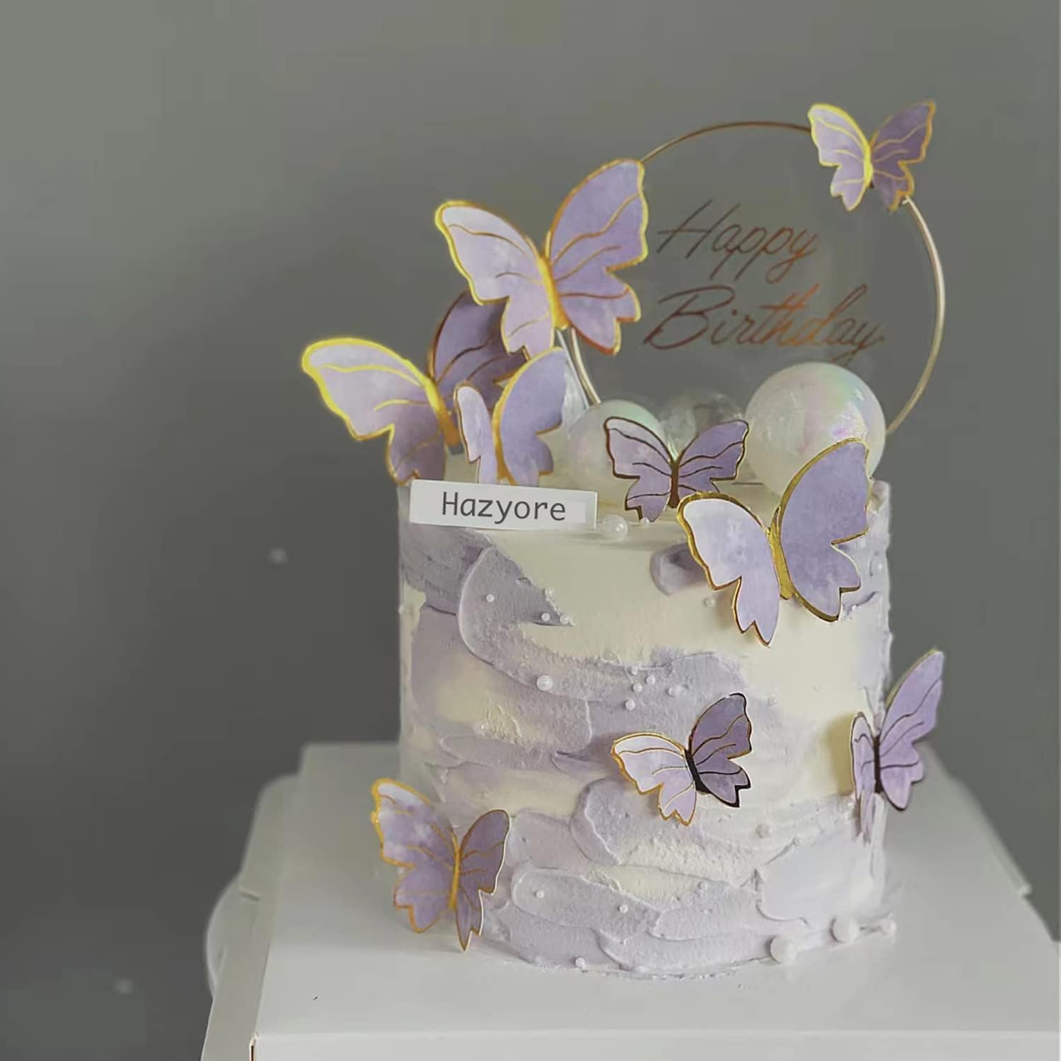 Purple Butterfly Cake Toppers, 11Pcs Butterfly Cupcake Toppers Happy Birthday Metal Gold Happy Birthday Cake Topper for Girls Women'S Birthday Cake Party Decorations image number 3