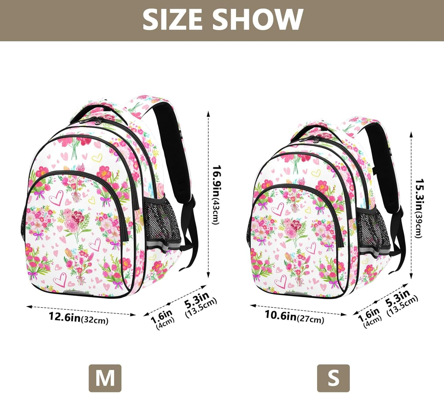 Joisal Kids Girls' Backpack Lightweight School Bags Kawaii Colorful Flower Bouquets Pink Bookbag Preschool Backpacks Cartoon image number 5