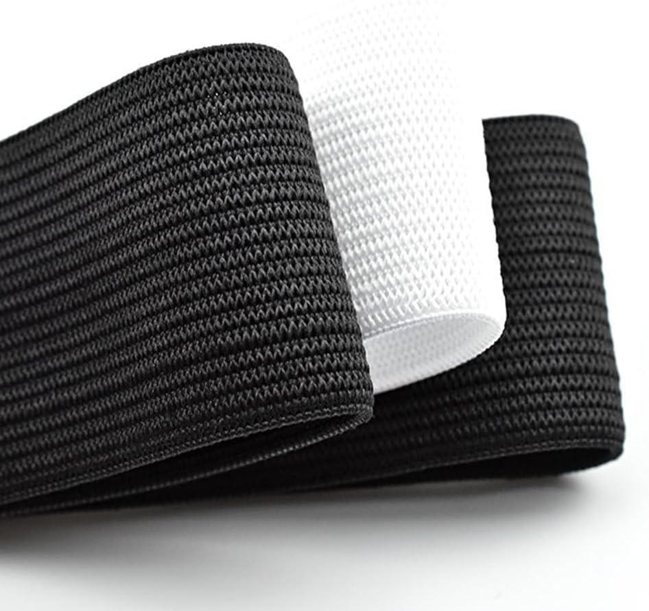 2 Pack Knit Elastic Spool, 1 Inch 10 Yards Elastic Band Heavy Stretch High Elasticity for Sewing Pants Waistband, Wigs, Skirts,Craft Craft DIY Projects (Black & White) image number 6