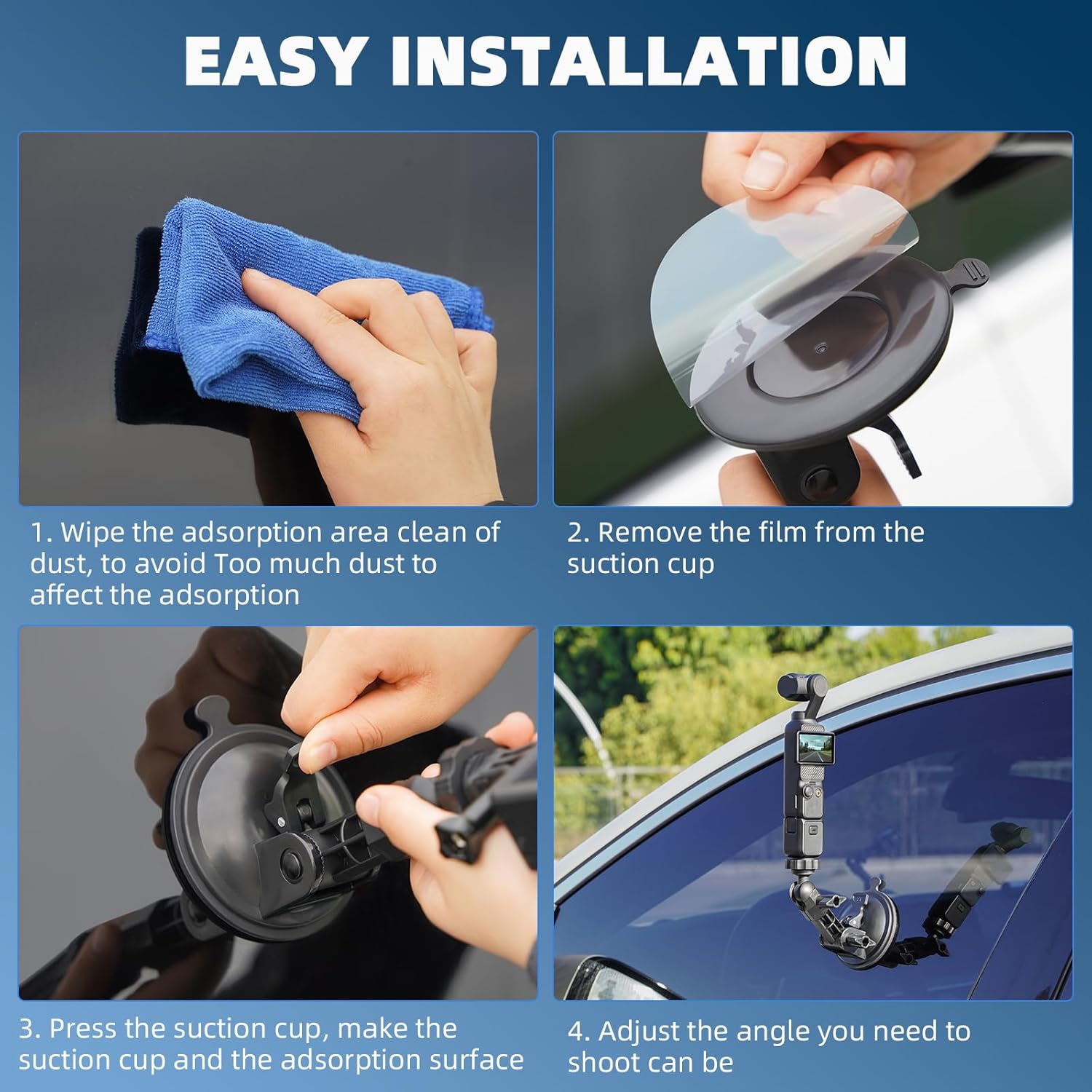 Pocket 3 Suction Cup Mount, Car Windshield Window Dash Holder Kit with Expansion Adapter for Insta360 X4 X5 X3 Go 3S for Gopro Max Mini Hero 13 12 11 10 9 Pocket 3 2 Action 5 Pro 4 Accessories image number 1