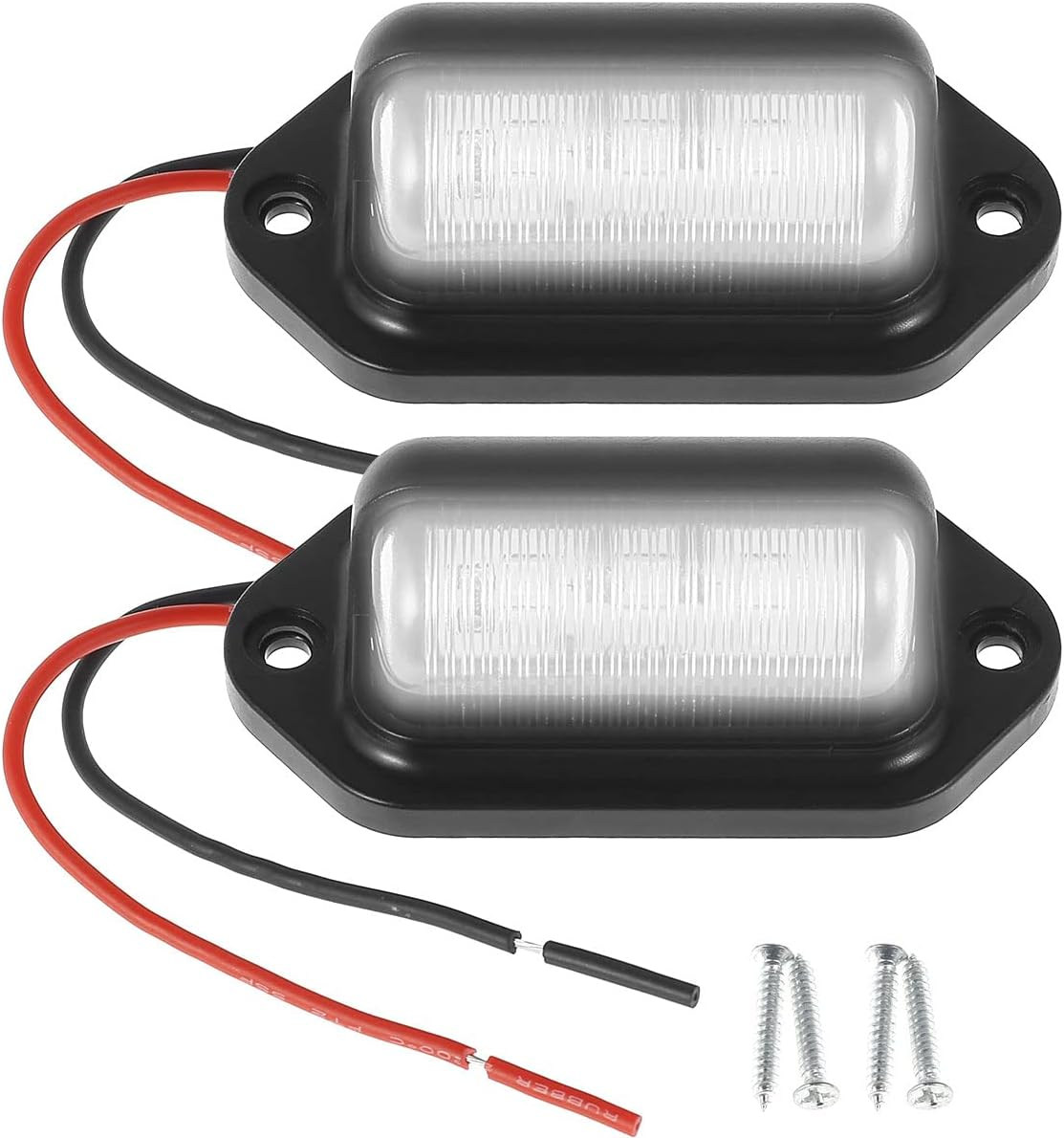 2Pcs Car Number Plate Lights 12V/24V 6 LED License Number Plate Light Waterproof LED Number Plate Lamp Step Courtesy Lights Dome Cargo Lights for Trailer Truck SUV Motorcycles Off-Road Trucks image number 3