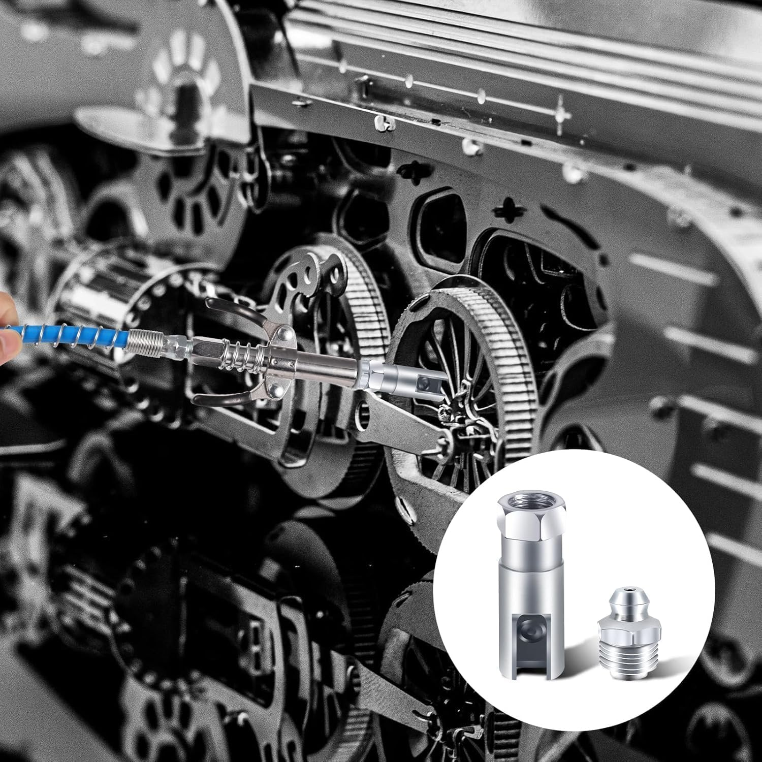 Push-On Slotted Grease Gun Coupler Adapter with 1/8" NPT Threads,2Pcs Push on Slotted Right Angle 90 Degree Grease Coupler,90 Degree Push on Slotted Right Angle Grease Coupler Grease Gun Hose Adapter image number 3