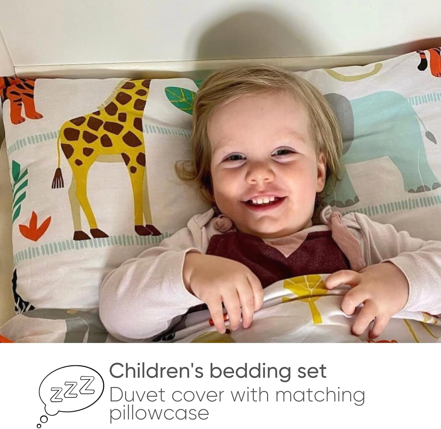 Bloomsbury Mill &ndash; Kids Single Bed Duvet Cover and Pillows Set &ndash; Kids Single Bedding for Boys and Girls &ndash; Safari and Jungle Animals Reversible Kids Duvet Cover and Pillow Case Set &ndash; 135 X 200 Cm image number 4
