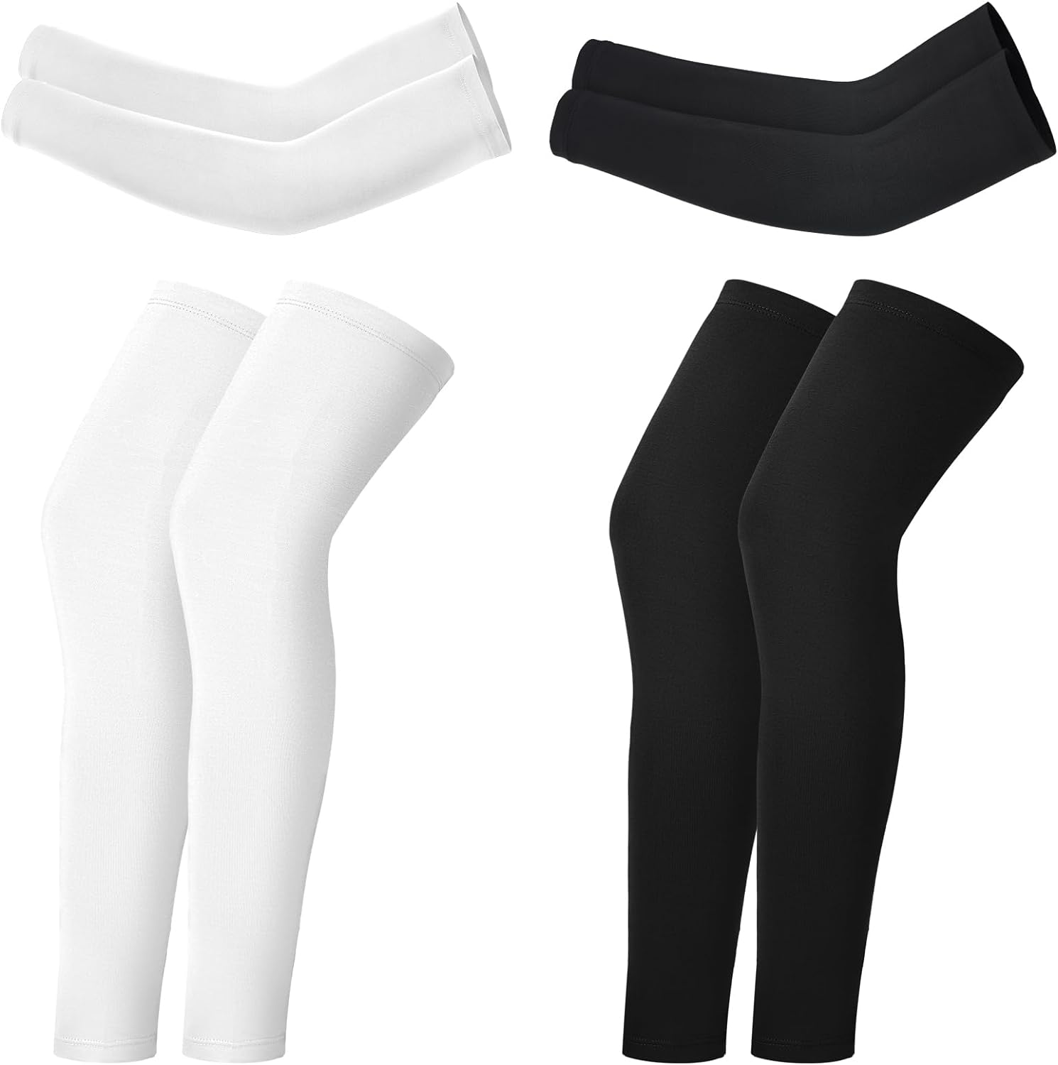 Geyoga 4 Pairs Kids Leg Sleeves Compression and Arm Sleeves Youth Leg Sleeves Arm Wraps for Cycling Basketball Sports