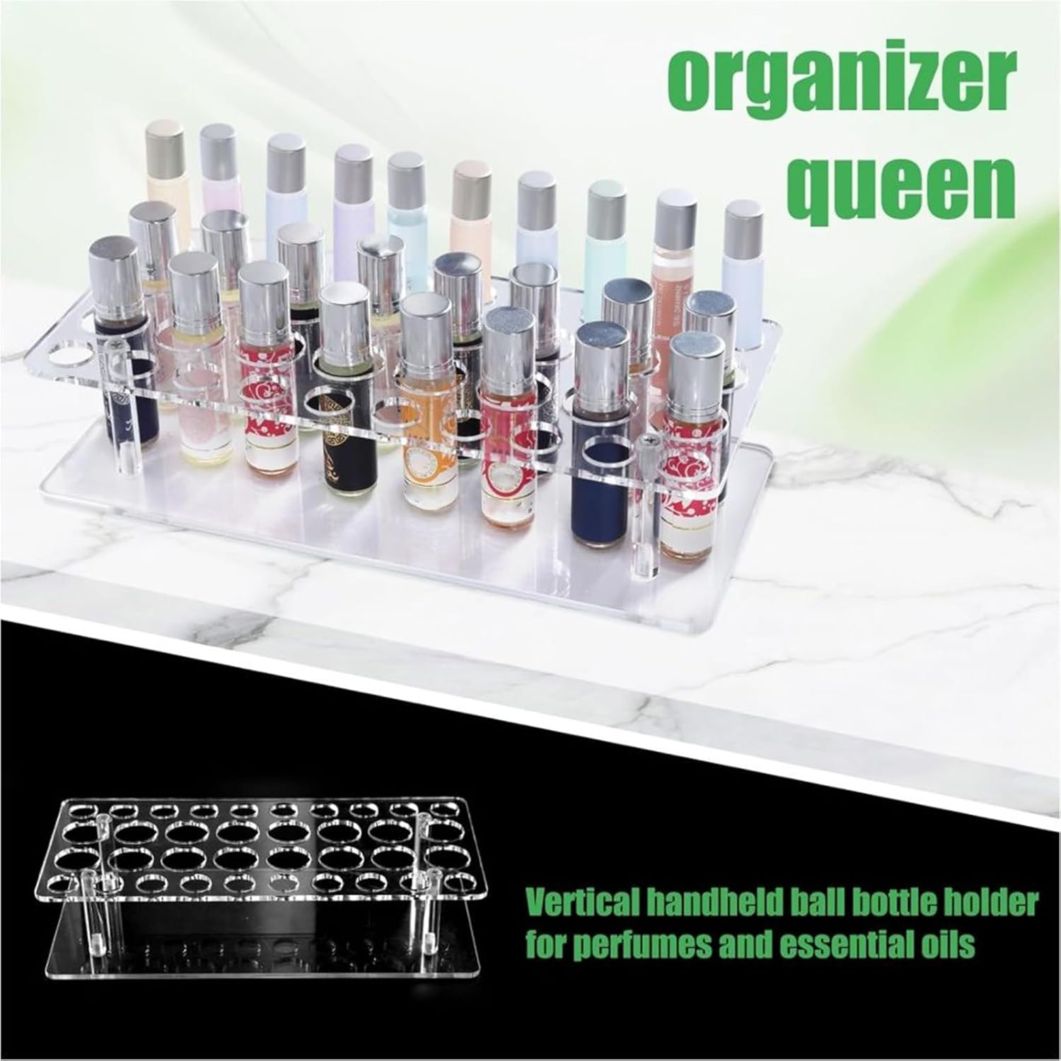 Rollerballs Perfume Organizer, 36 Spaces Acrylic Perfume Storage Holder, Large Capacity Beauty Scent Holder, Multipurpose Makeup Lipstick Display Rack for Home Bedroom Desktop image number 5
